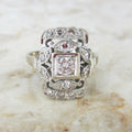 Antique Art Deco 14k White Gold Natural Diamond Ring c.1930s