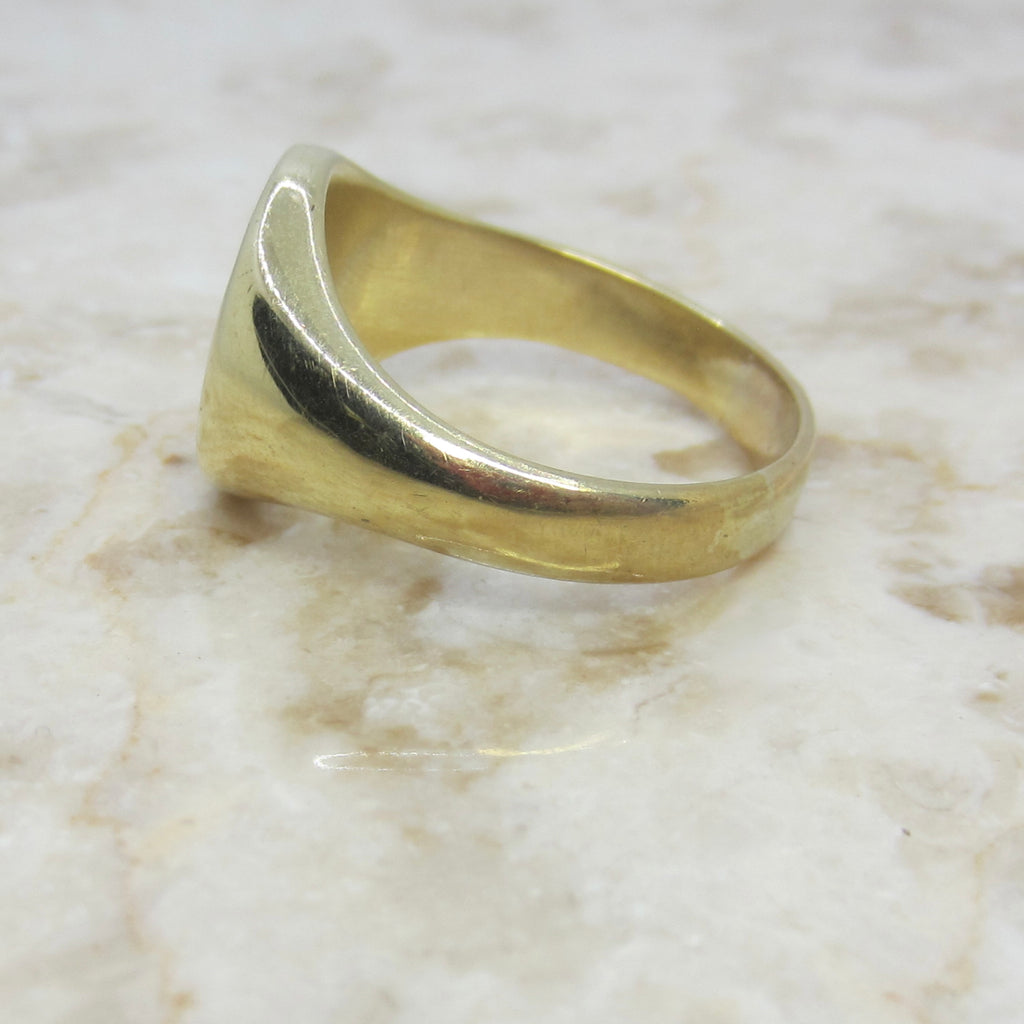 Vintage 14k gold Signet Ring COURAGE Horses Equestrian Mens Signet Ring c.1930s
