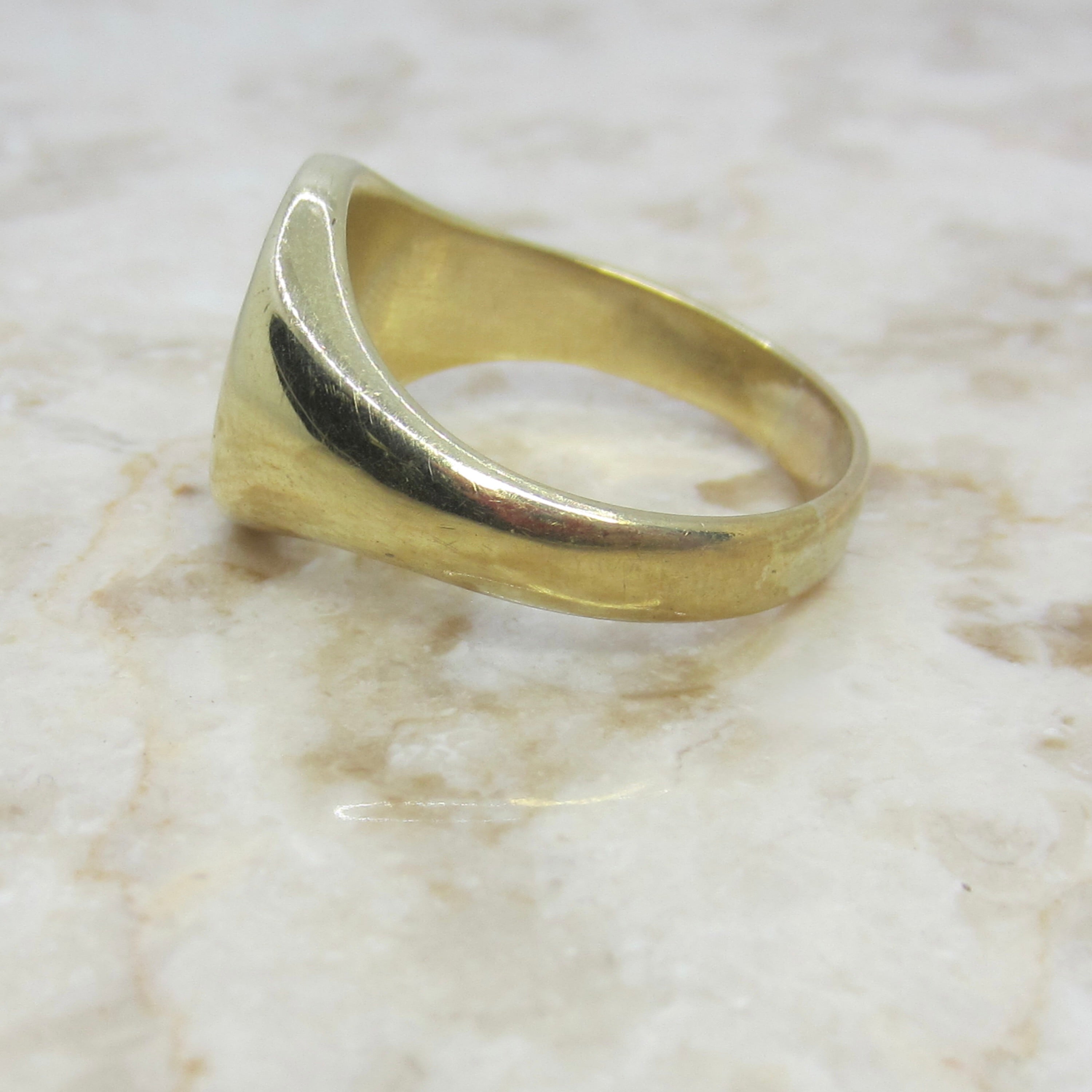 Vintage 14k gold Signet Ring COURAGE Horses Equestrian Mens Signet Ring c.1930s
