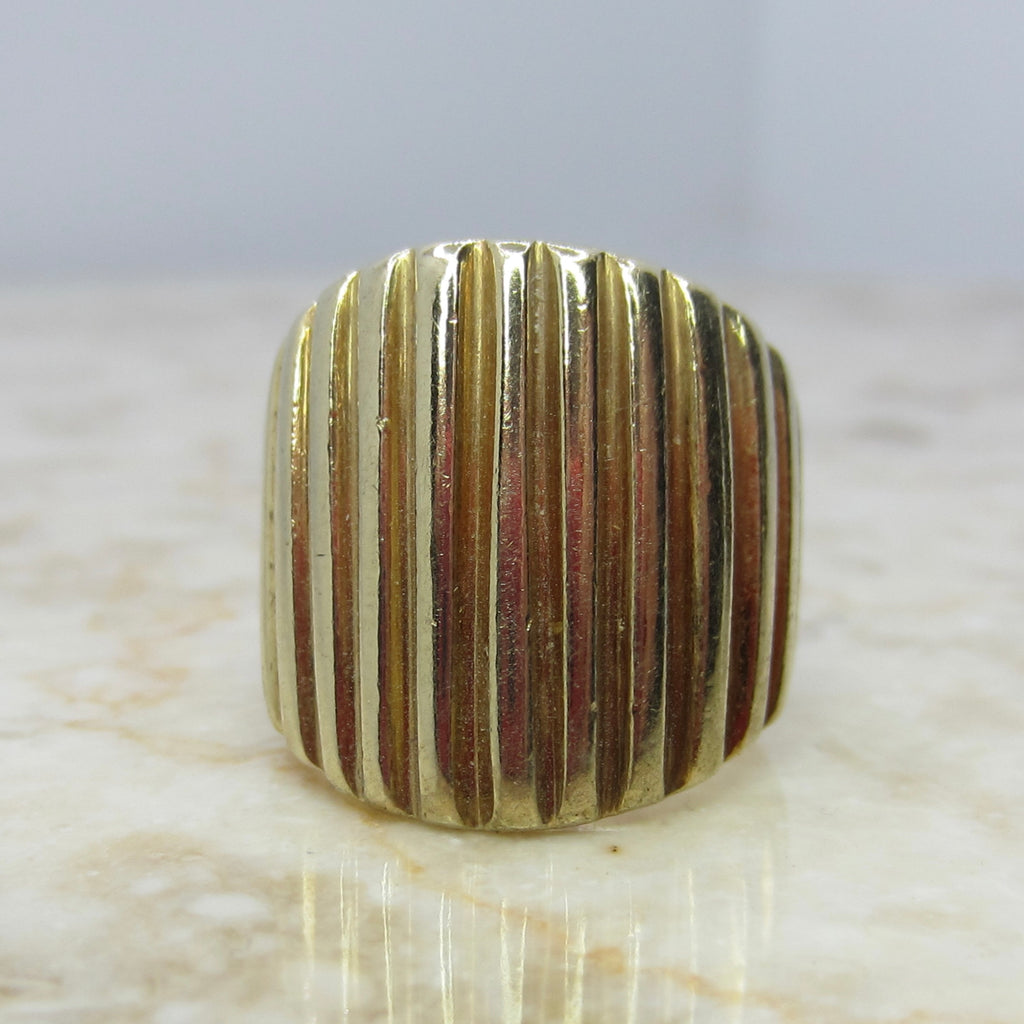 Vintage 14k Gold 15.81 Grams Heavy Ribbed Wide Band Ring c.1980s