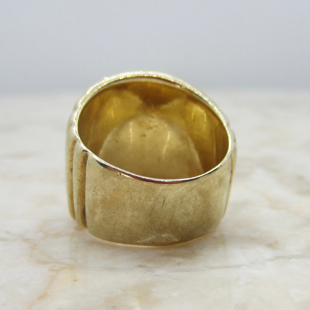 Vintage 14k Gold 15.81 Grams Heavy Ribbed Wide Band Ring c.1980s