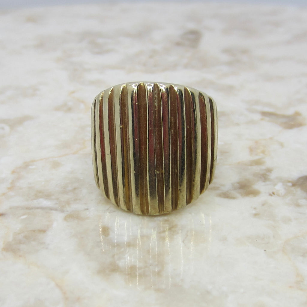 Vintage 14k Gold 15.81 Grams Heavy Ribbed Wide Band Ring c.1980s