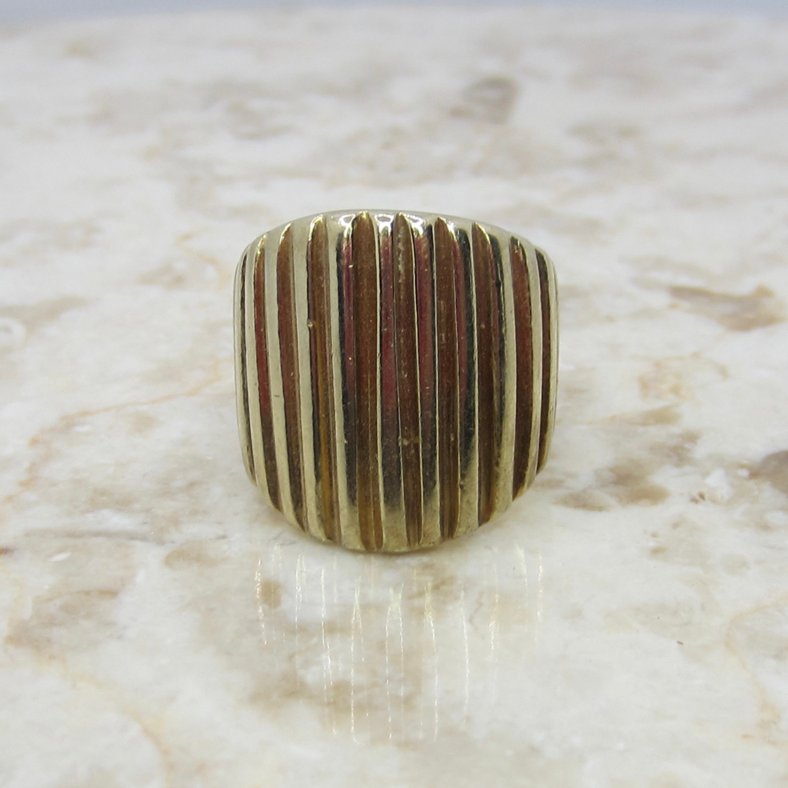 Vintage 14k Gold 15.81 Grams Heavy Ribbed Wide Band Ring c.1980s