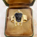 Antique Art Deco Egyptian Revival Pharaoh Ring with Rose Cut Diamonds