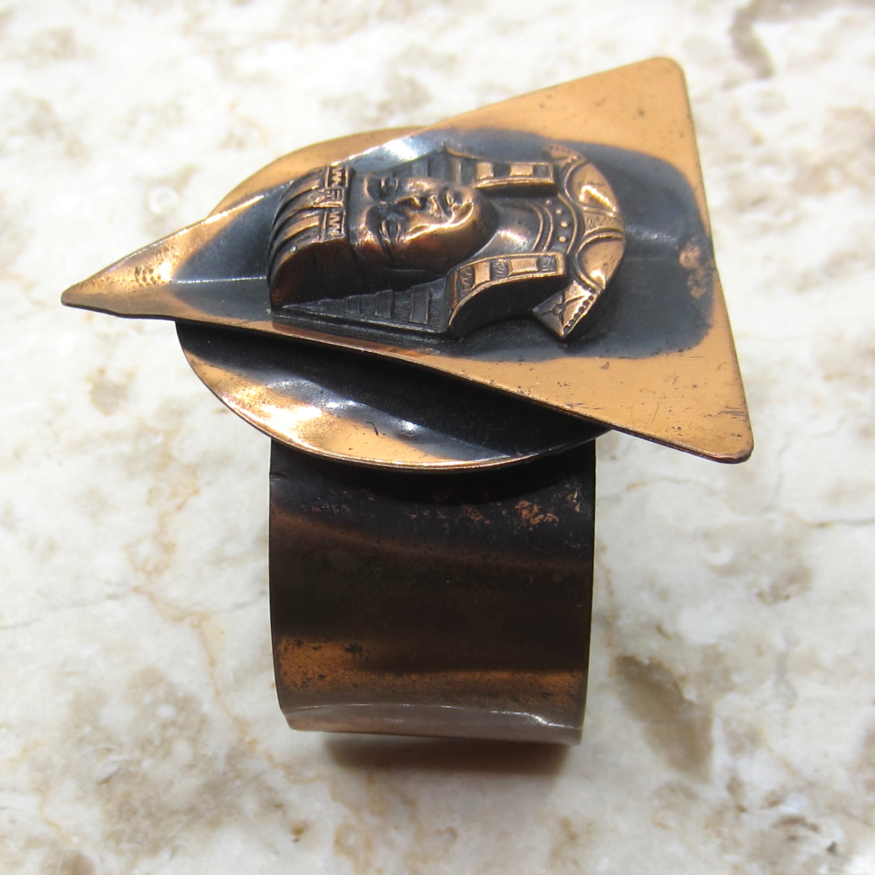 Vintage Copper Egyptian Revival Pharaoh Cuff Bracelet c.1970s