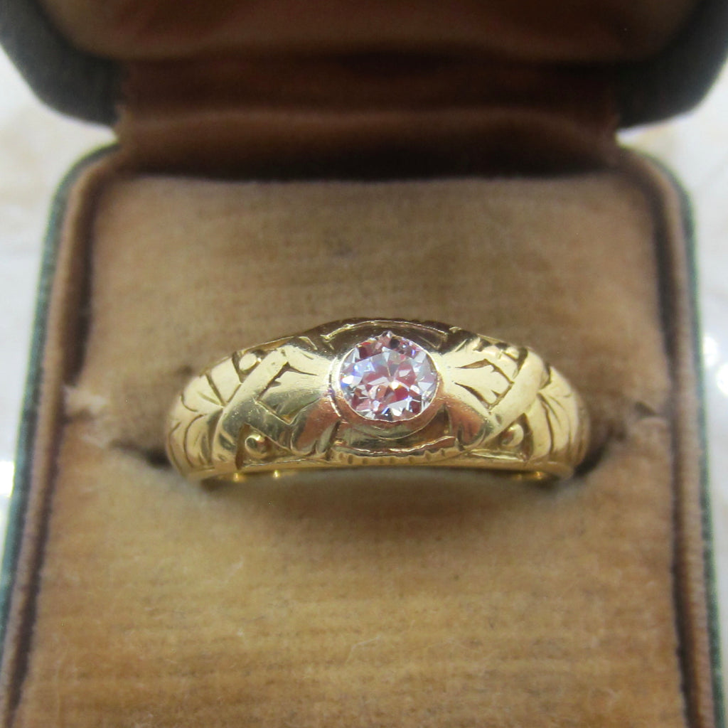 Antique Victorian French 18k Gold .33ct Old Mine Cut Diamond Ring c.1900