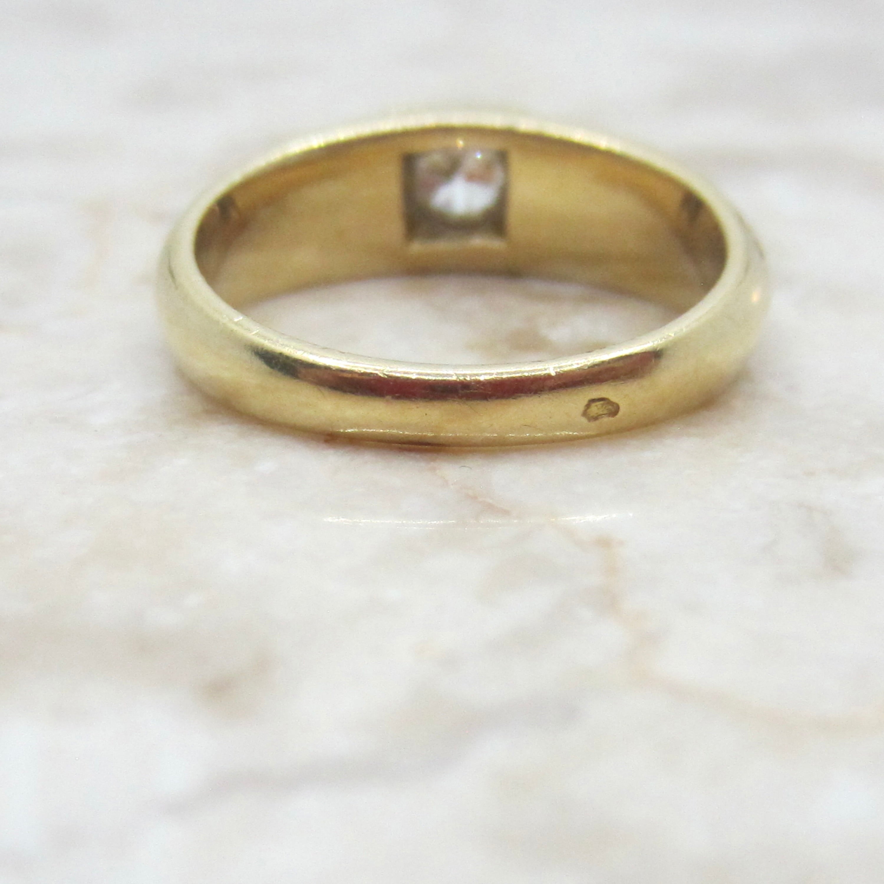 Antique Victorian French 18k Gold .33ct Old Mine Cut Diamond Ring c.1900