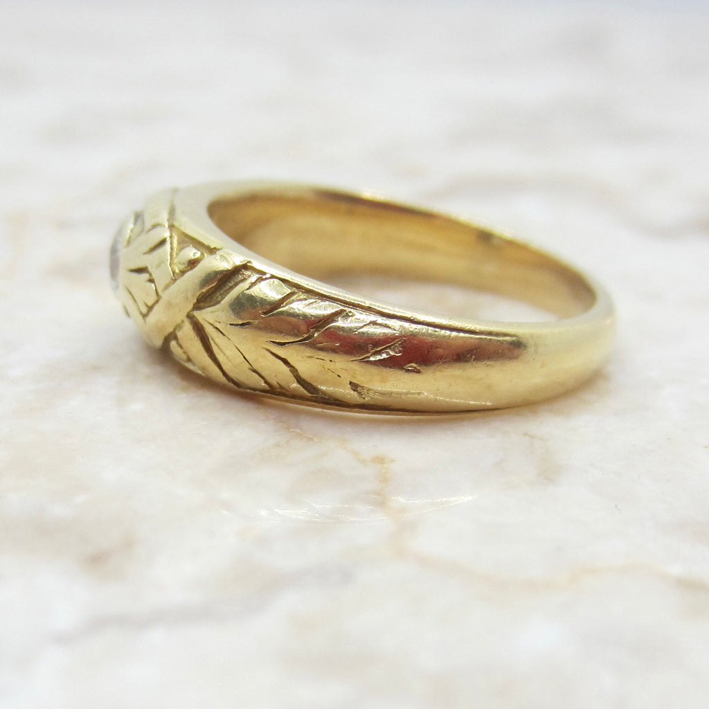 Antique Victorian French 18k Gold .33ct Old Mine Cut Diamond Ring c.1900