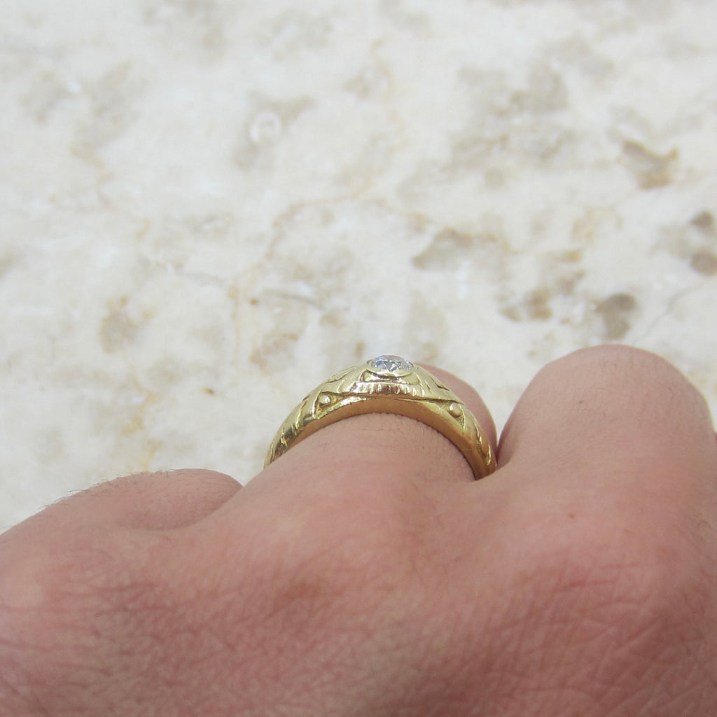 Antique Victorian French 18k Gold .33ct Old Mine Cut Diamond Ring c.1900