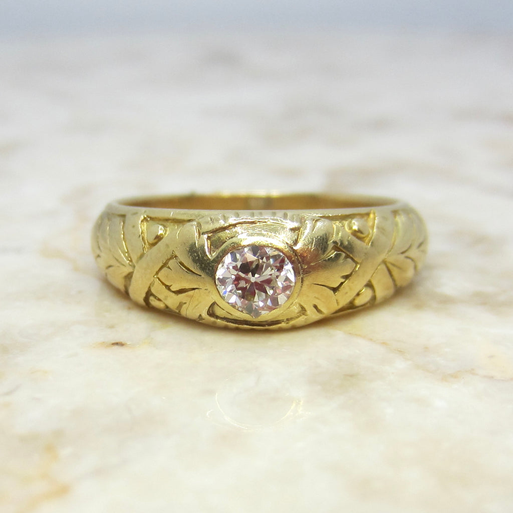 Antique Victorian French 18k Gold .33ct Old Mine Cut Diamond Ring c.1900