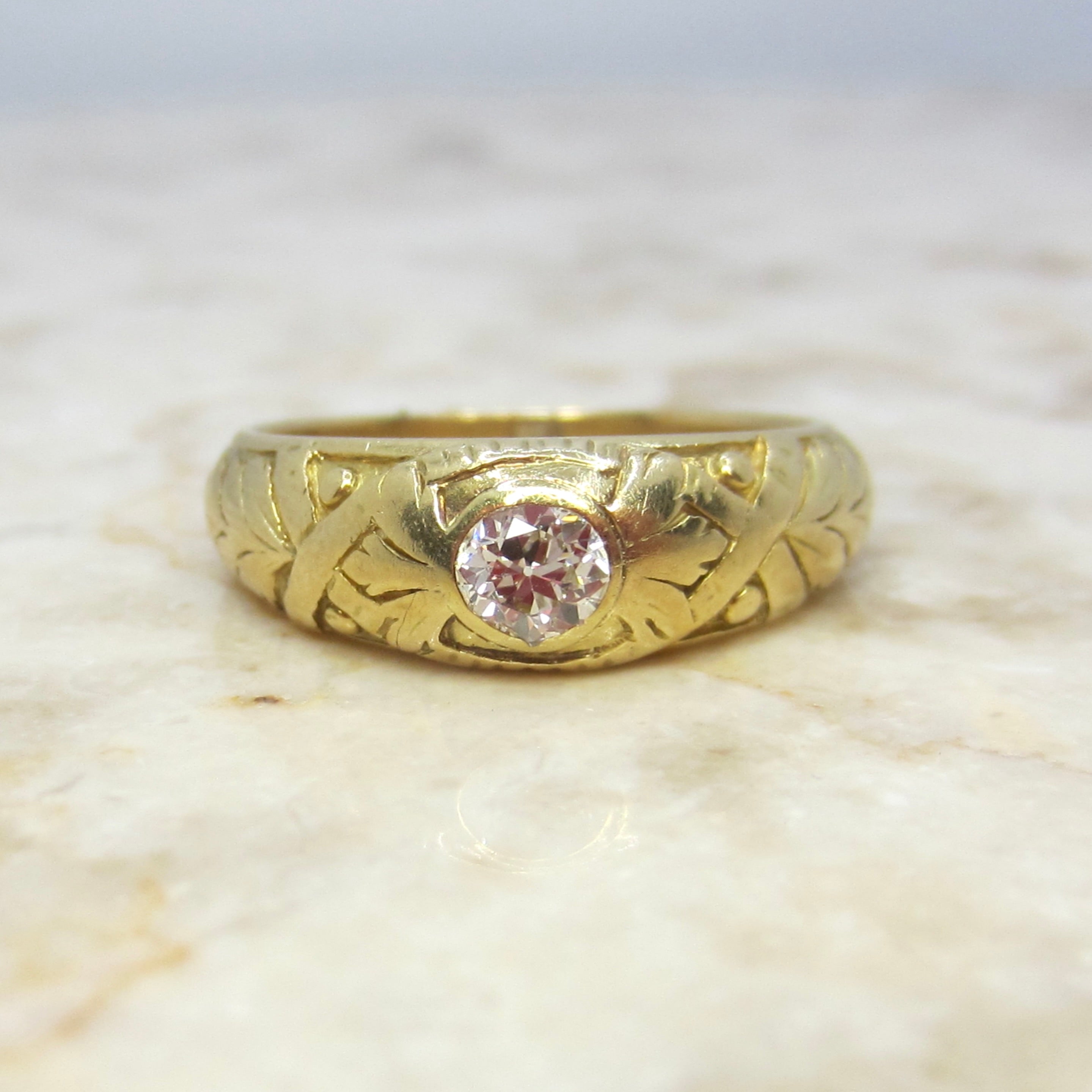 Antique Victorian French 18k Gold .33ct Old Mine Cut Diamond Ring c.1900