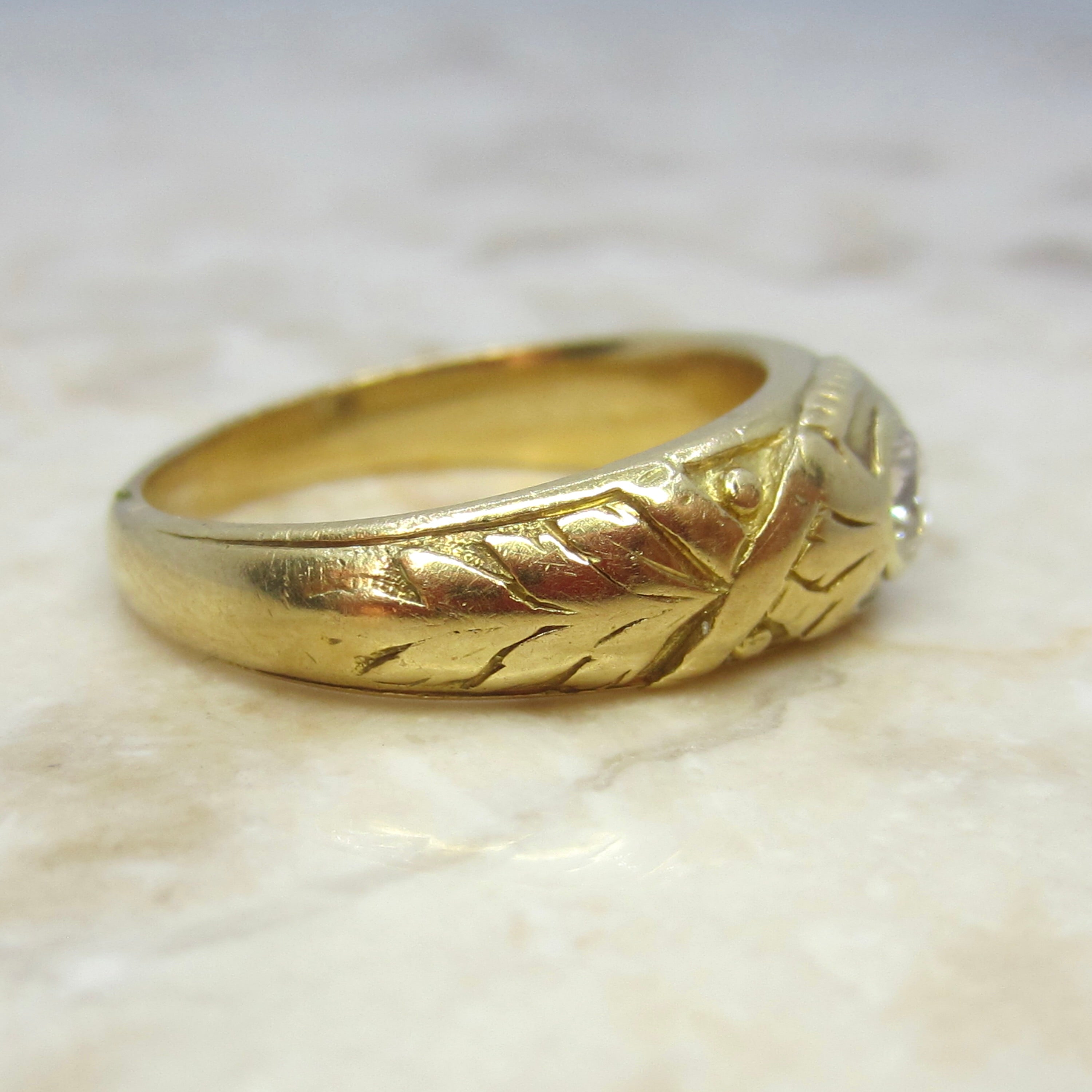 Antique Victorian French 18k Gold .33ct Old Mine Cut Diamond Ring c.1900