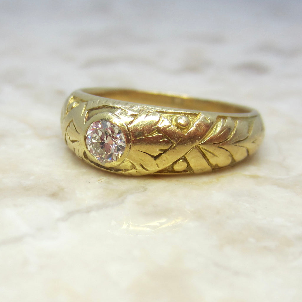 Antique Victorian French 18k Gold .33ct Old Mine Cut Diamond Ring c.1900