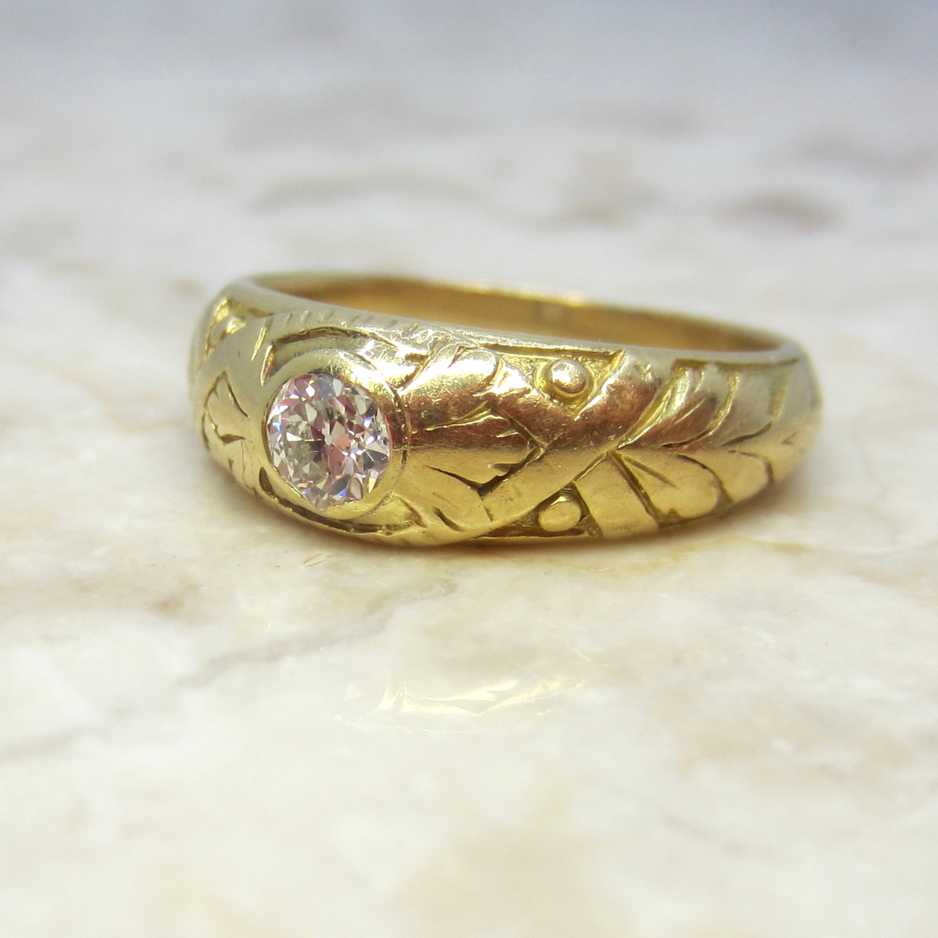 Antique Victorian French 18k Gold .33ct Old Mine Cut Diamond Ring c.1900