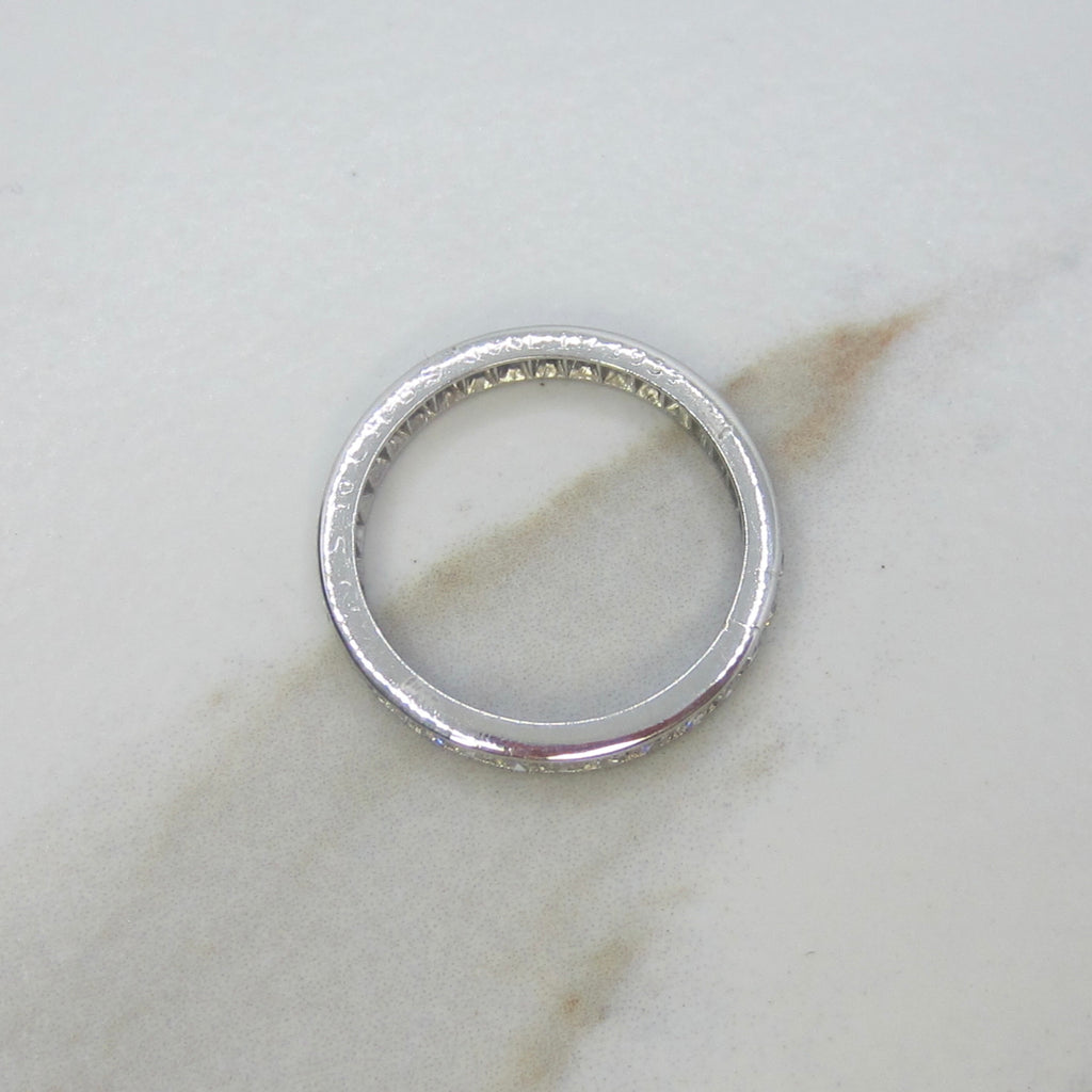 Vintage Art Deco Platinum Natural Diamond Eternity Band Inscribed 1934