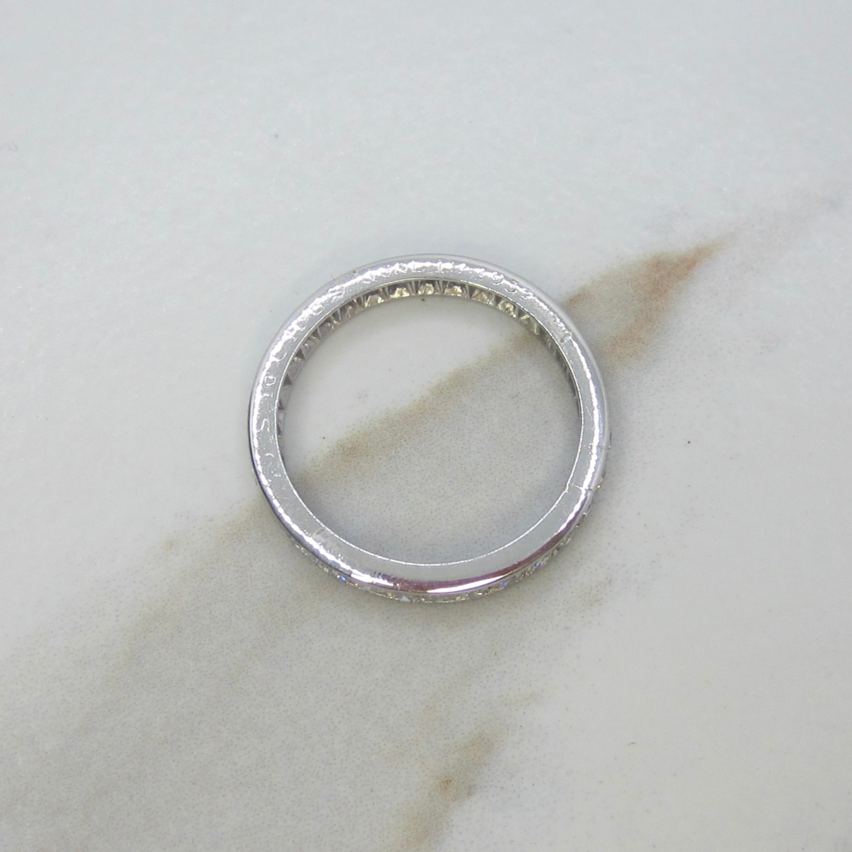 Vintage Art Deco Platinum Natural Diamond Eternity Band Inscribed 1934