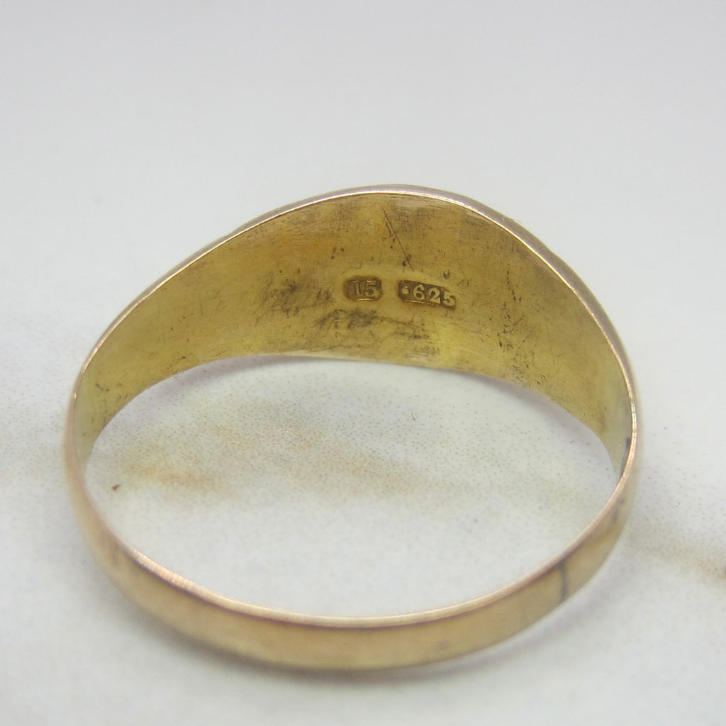 Antique Victorian 15K Gold Garnet & Seed Pearl Ring English Hallmarks 1887
