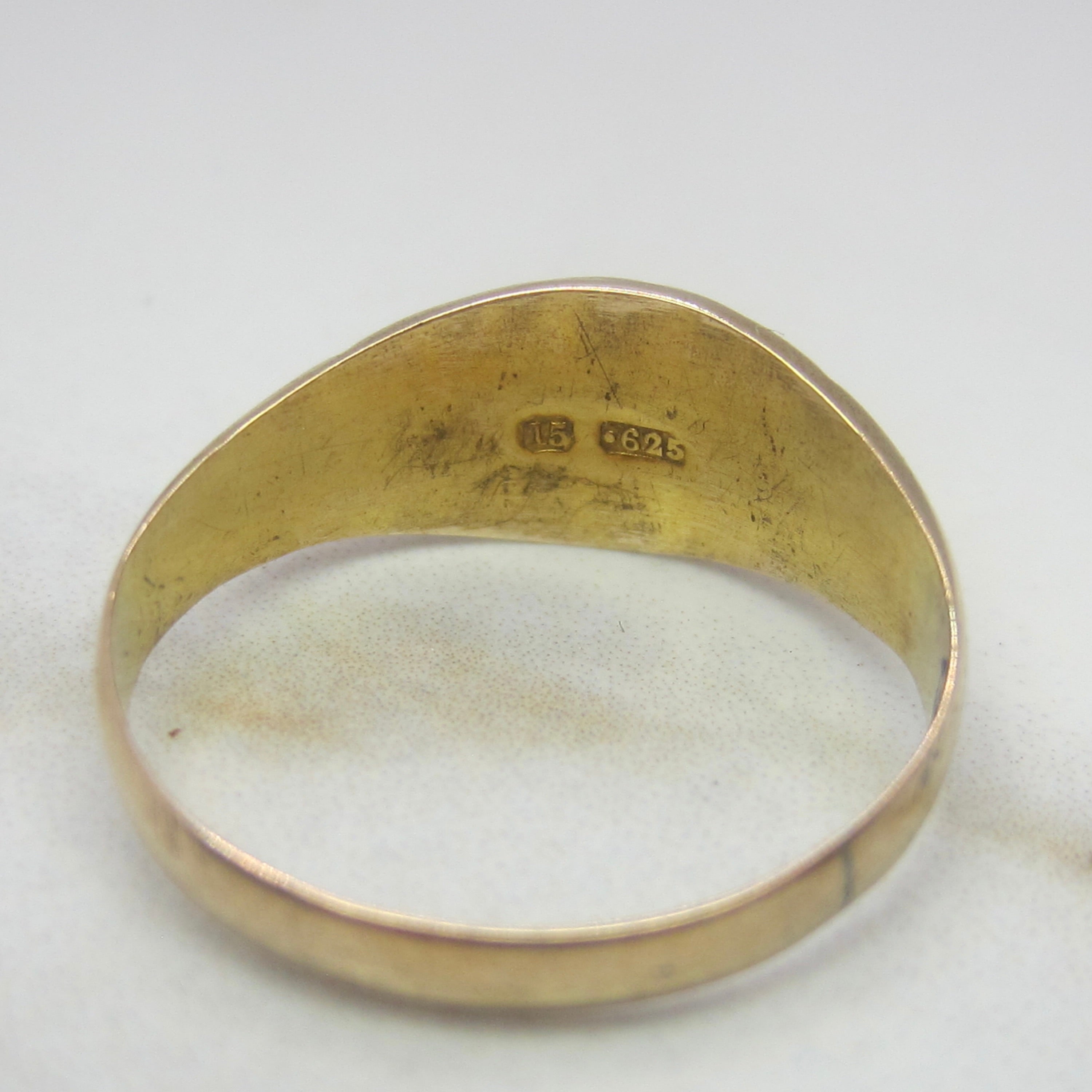 Antique Victorian 15K Gold Garnet & Seed Pearl Ring English Hallmarks 1887