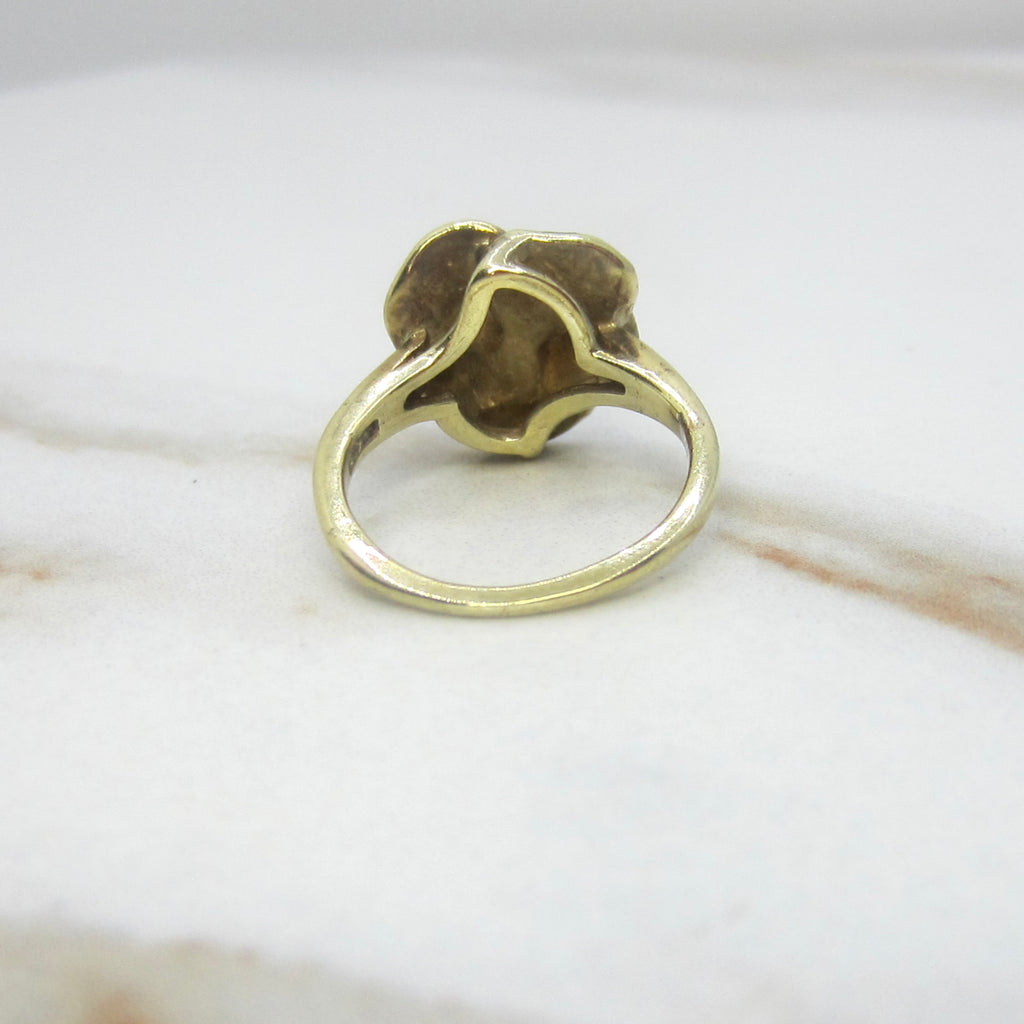 Antique Larter and Sons Art Nouveau 14k Enamel Pansy Flower Ring with Diamond