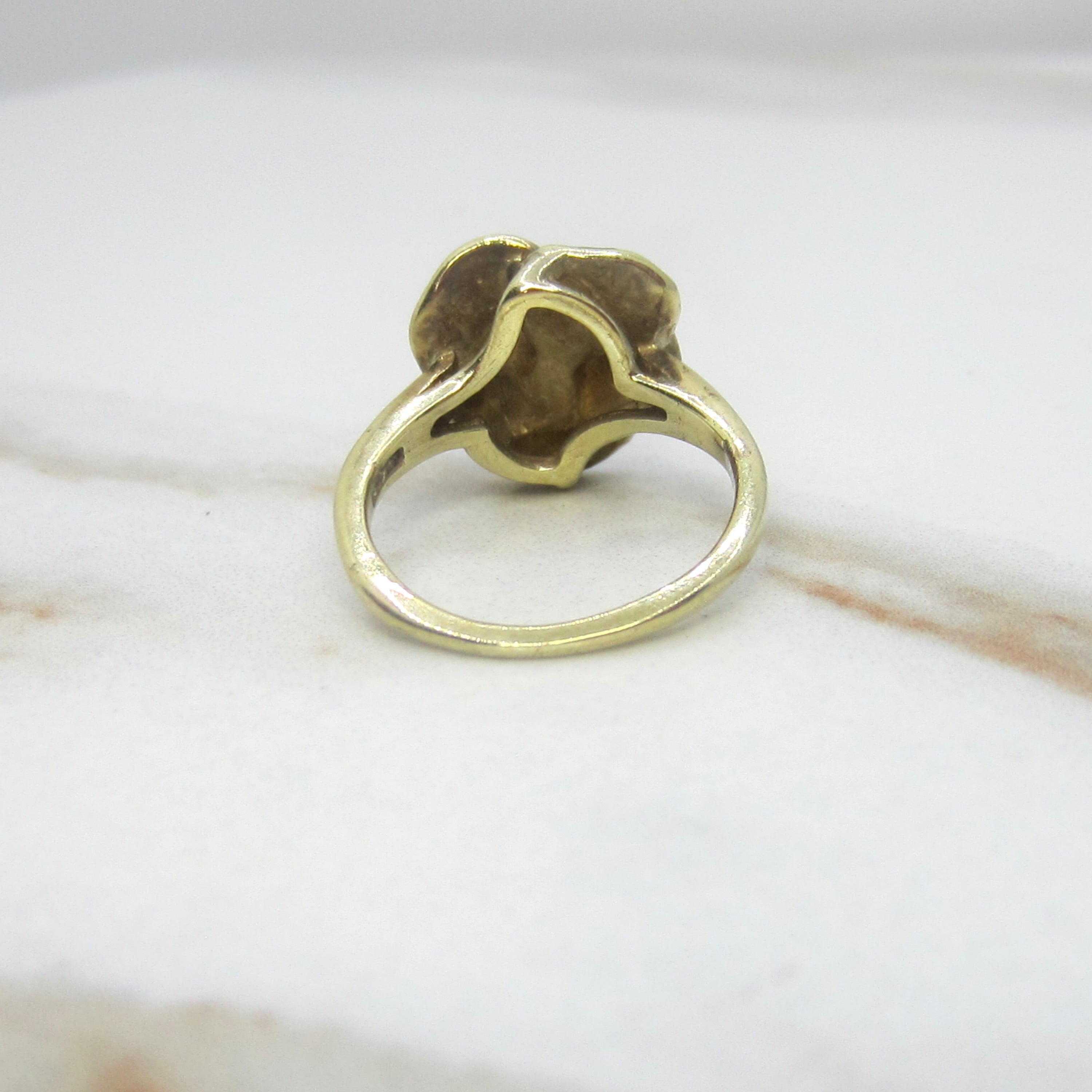 Antique Larter and Sons Art Nouveau 14k Enamel Pansy Flower Ring with Diamond