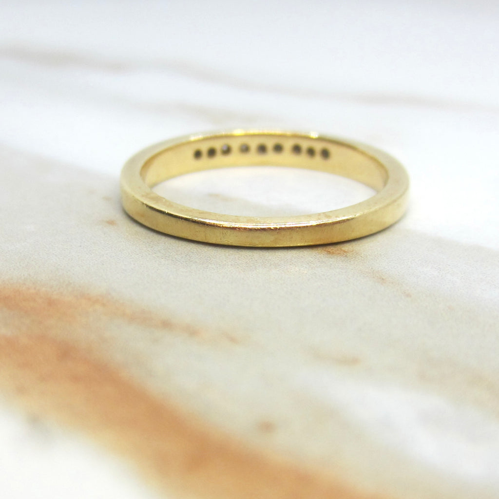 Vintage 18k Gold .18ctw Natural Diamond Stacking Band Jabel c.1980s