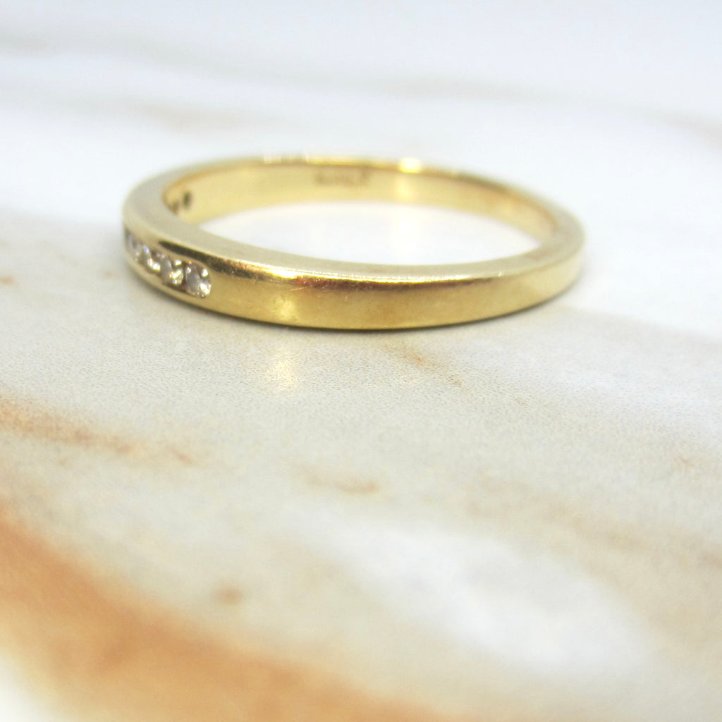 Vintage 18k Gold .18ctw Natural Diamond Stacking Band Jabel c.1980s