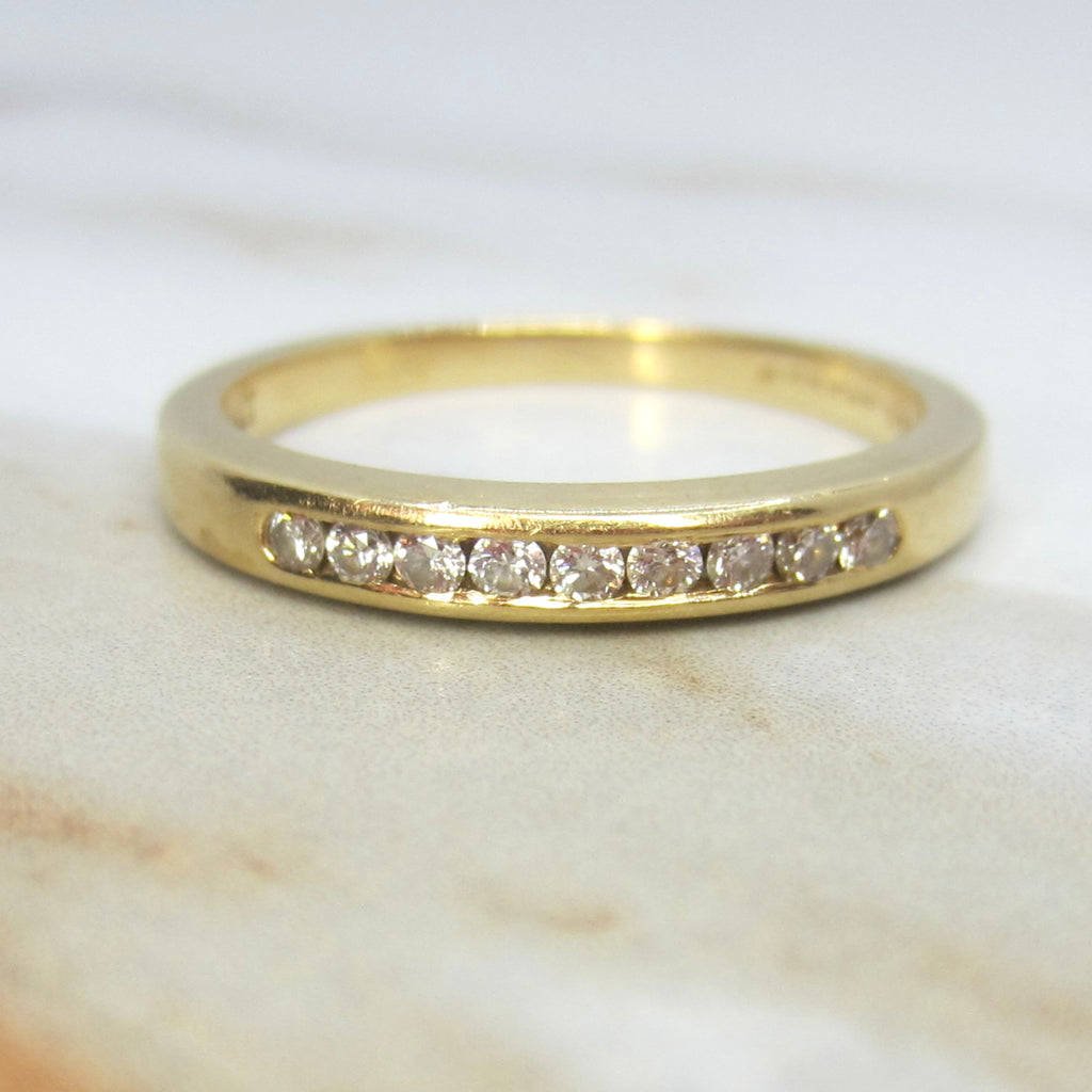 Vintage 18k Gold .18ctw Natural Diamond Stacking Band Jabel c.1980s