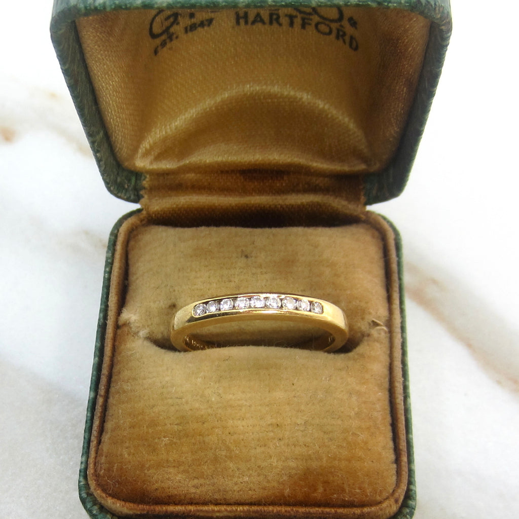 Vintage 18k Gold .18ctw Natural Diamond Stacking Band Jabel c.1980s