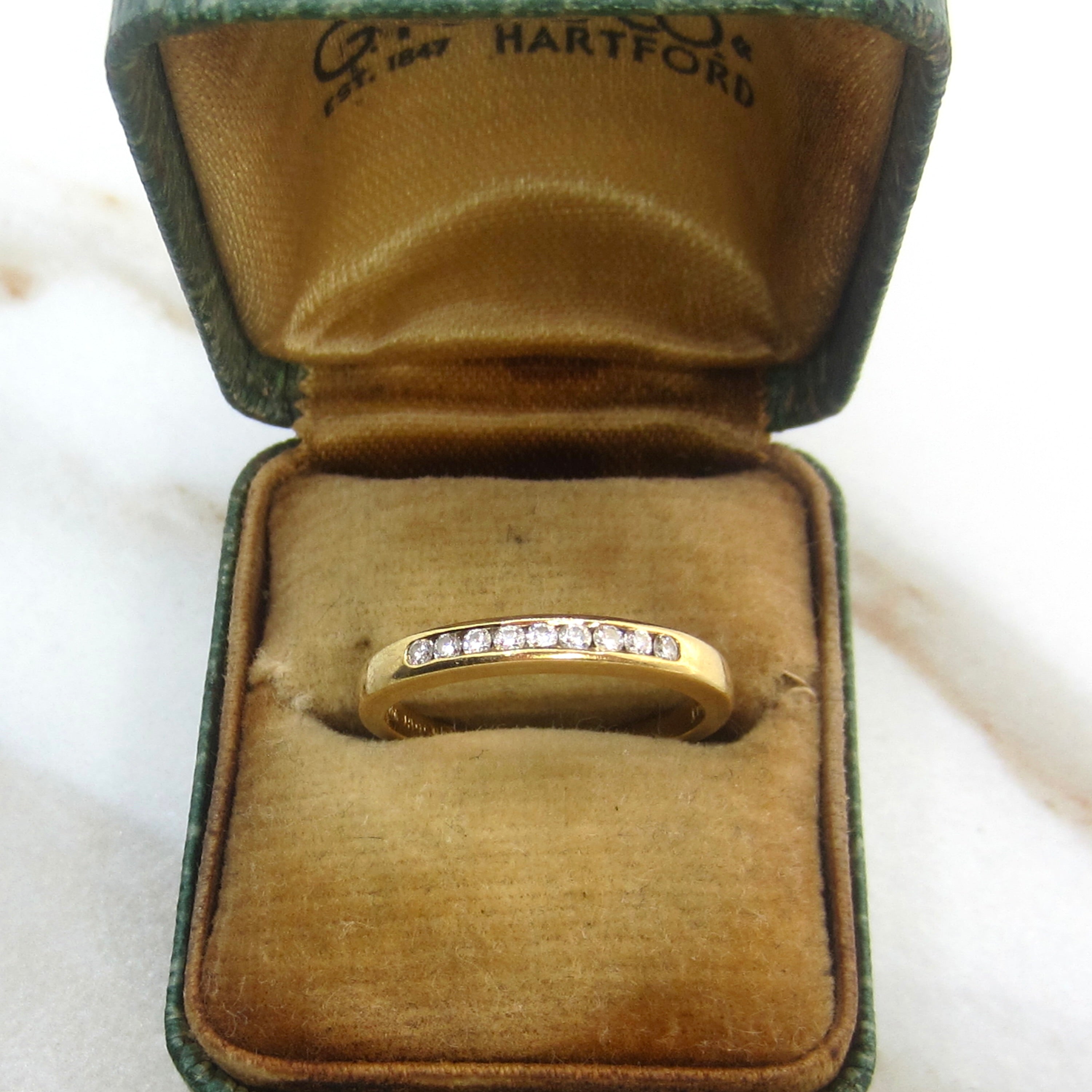 Vintage 18k Gold .18ctw Natural Diamond Stacking Band Jabel c.1980s