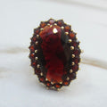 Vintage 14k Gold Large Garnet Cocktail Ring c.1970s