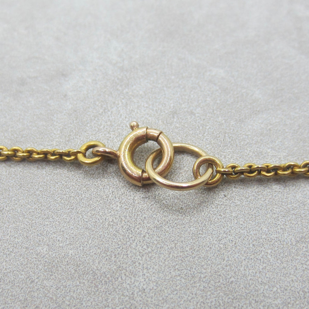 Antique 14k Gold Enameled Clover Chain With Charm Holder