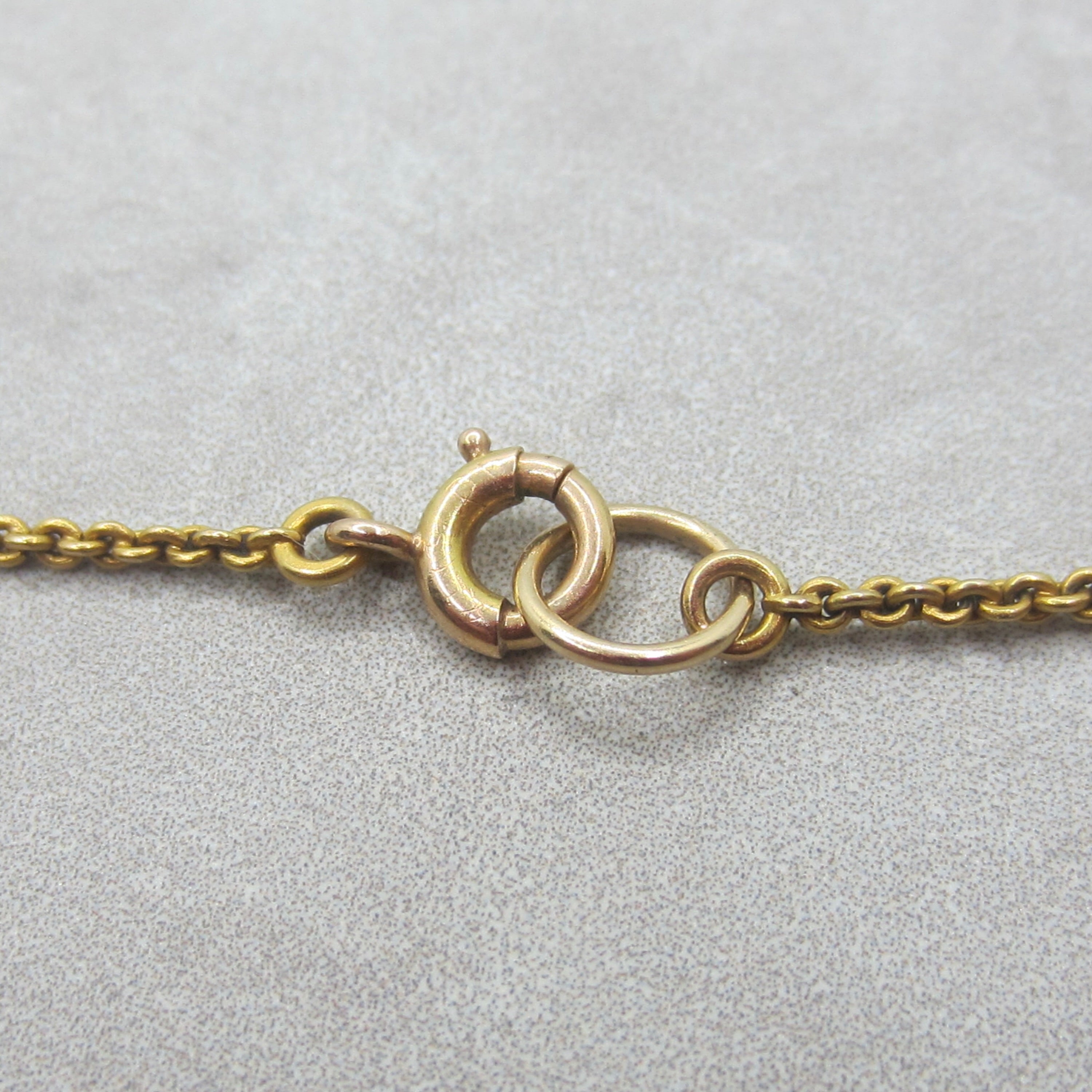 Antique 14k Gold Enameled Clover Chain With Charm Holder
