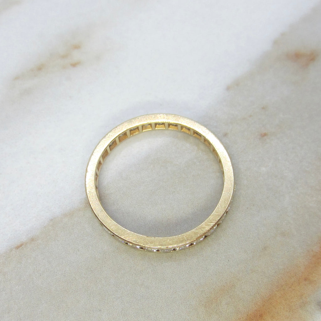 Vintage 14k Yellow Gold Natural Diamond Eternity Band c.1940s