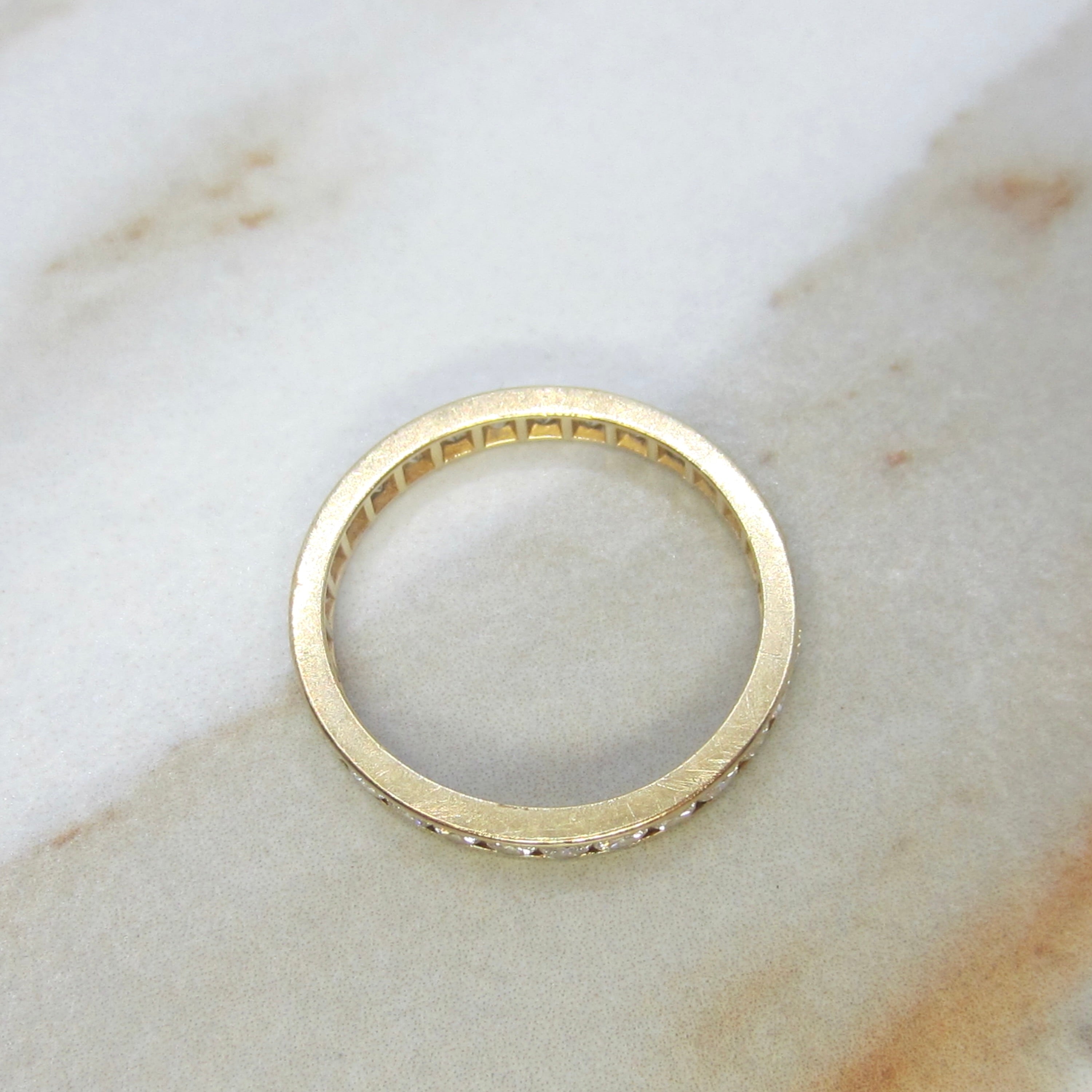 Vintage 14k Yellow Gold Natural Diamond Eternity Band c.1940s