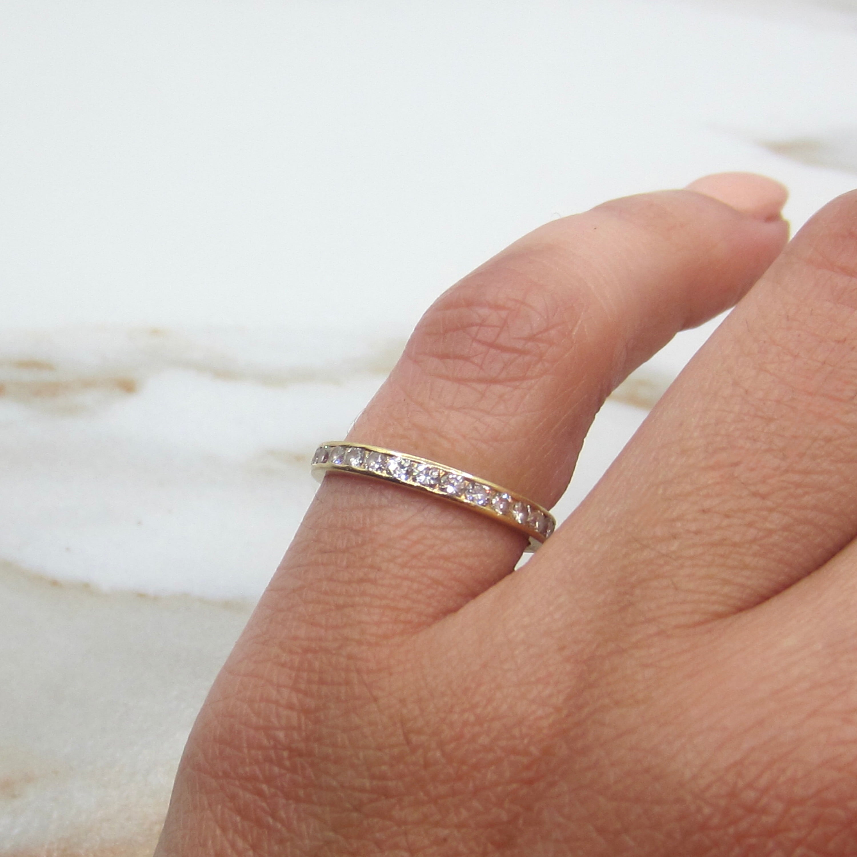 Vintage 14k Yellow Gold Natural Diamond Eternity Band c.1940s