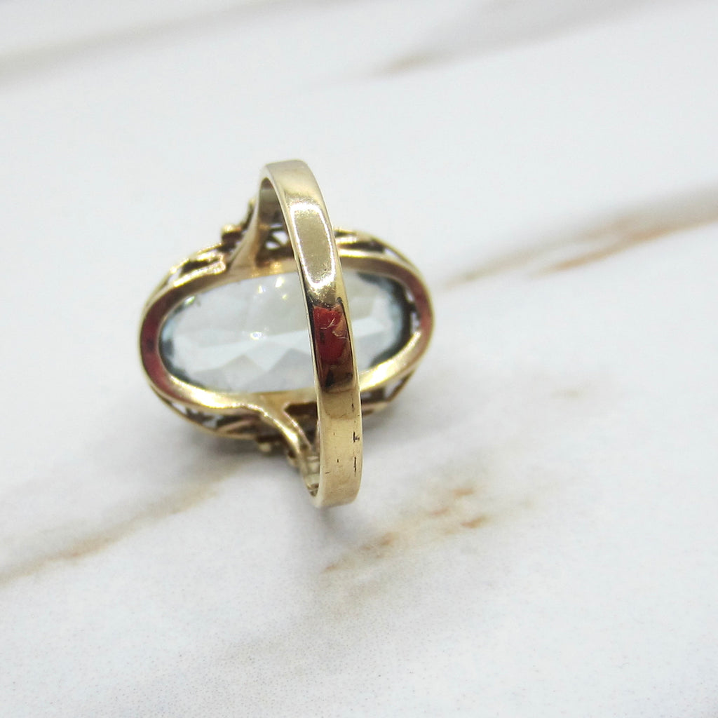 Vintage 14k Gold 6.73 ct Aquamarine Ring c.1940s