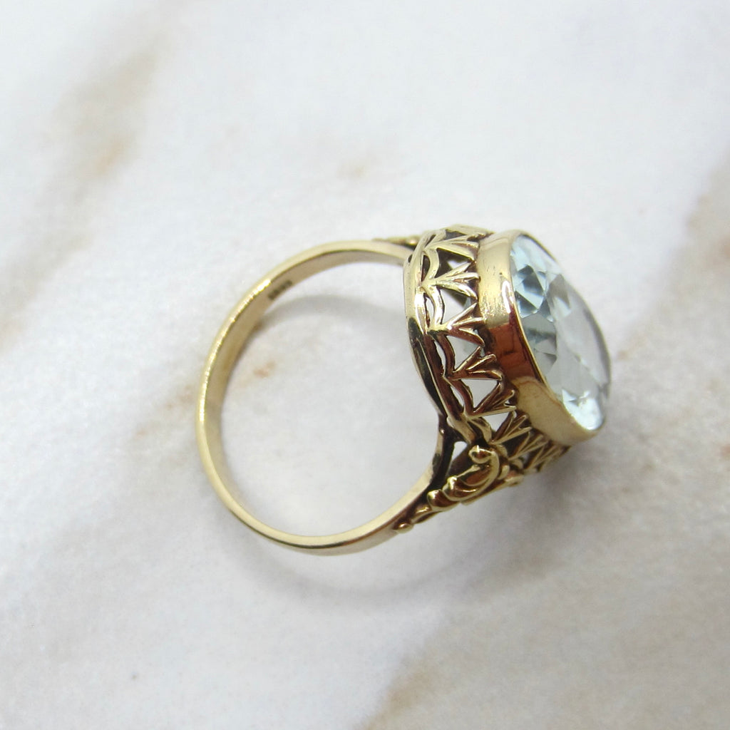 Vintage 14k Gold 6.73 ct Aquamarine Ring c.1940s