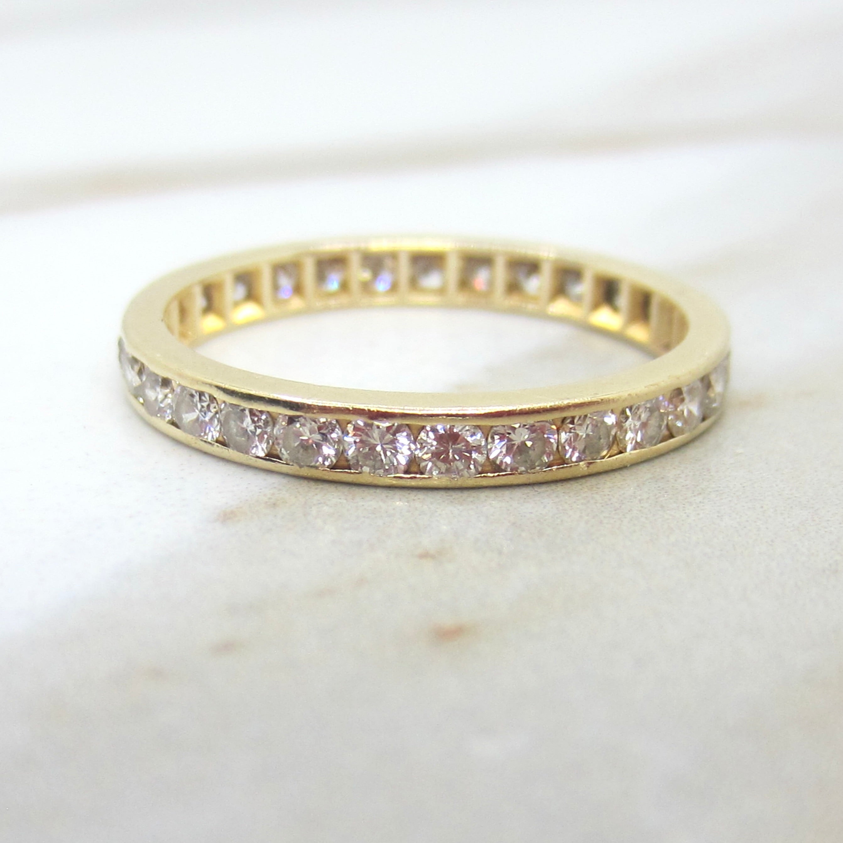 Vintage 14k Yellow Gold Natural Diamond Eternity Band c.1940s