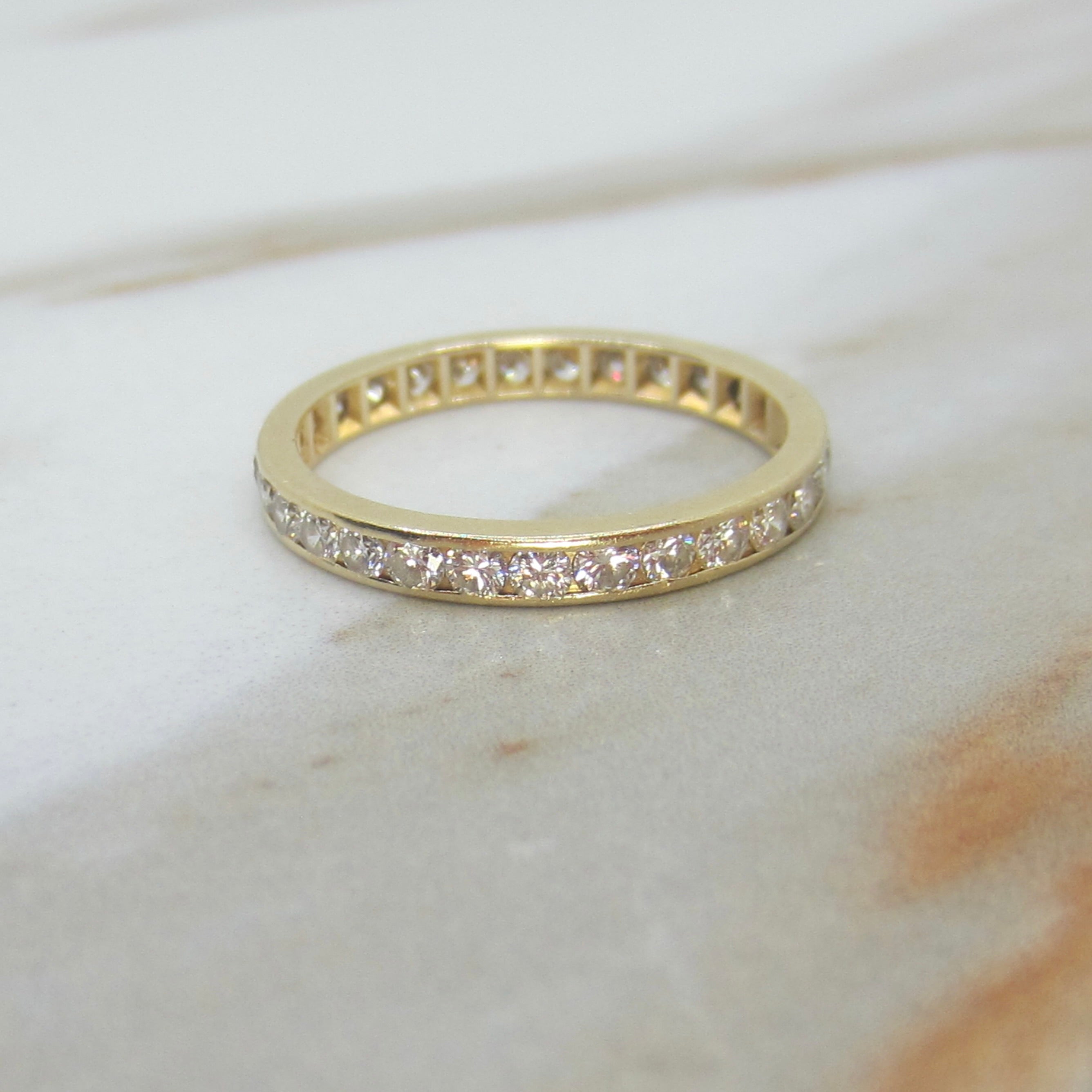 Vintage 14k Yellow Gold Natural Diamond Eternity Band c.1940s