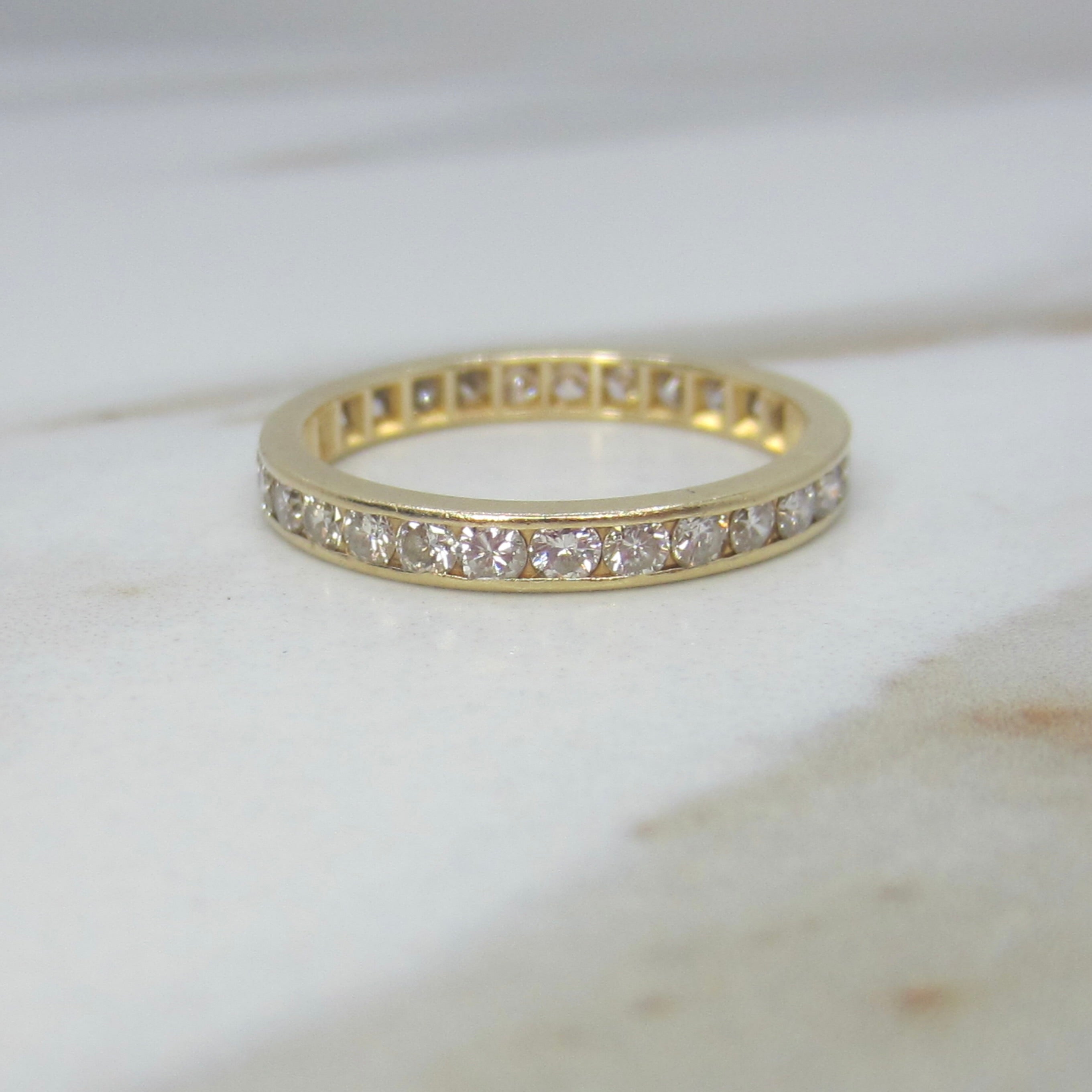 Vintage 14k Yellow Gold Natural Diamond Eternity Band c.1940s