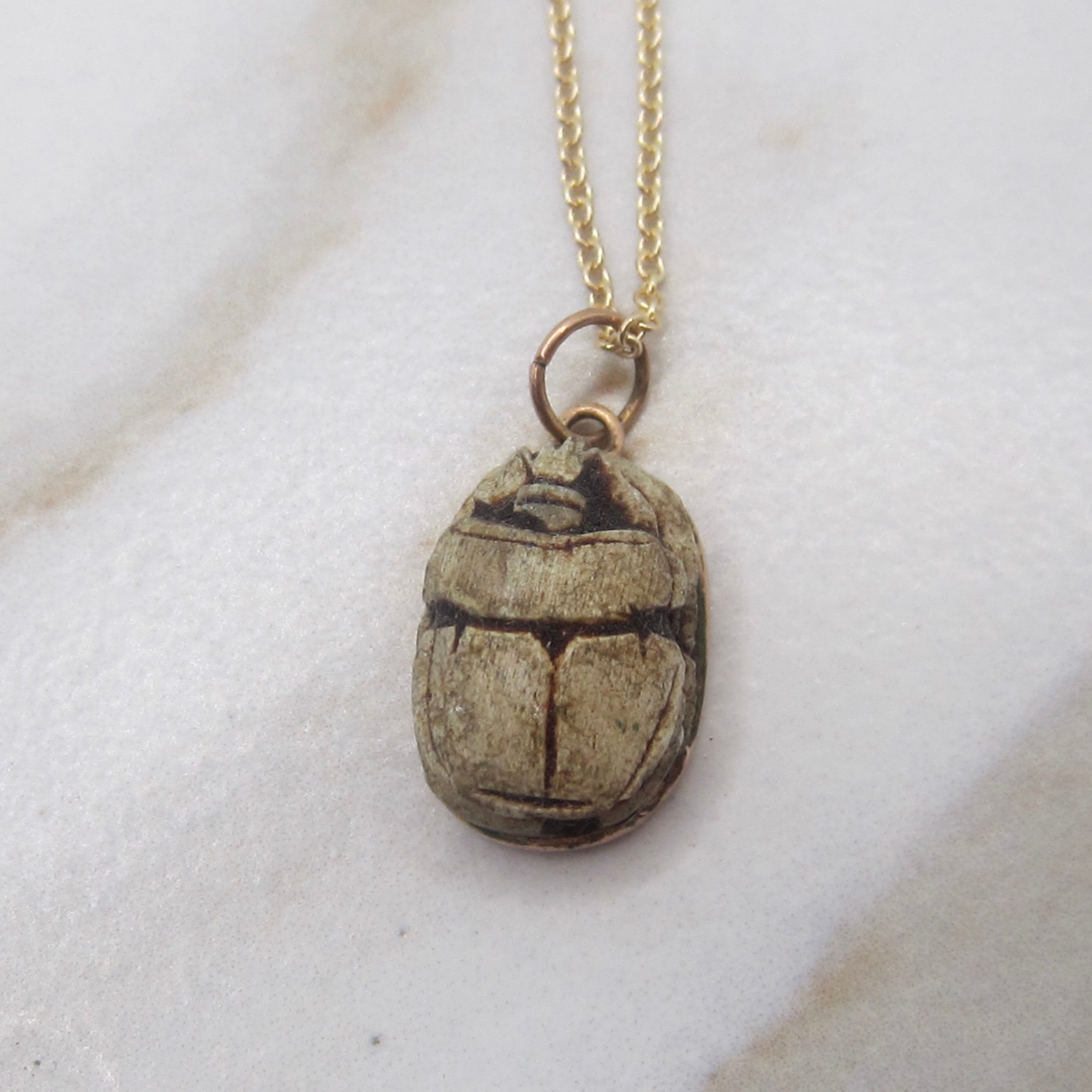 Vintage Egyptian Scarab Charm Set in 14k Gold c.1970s