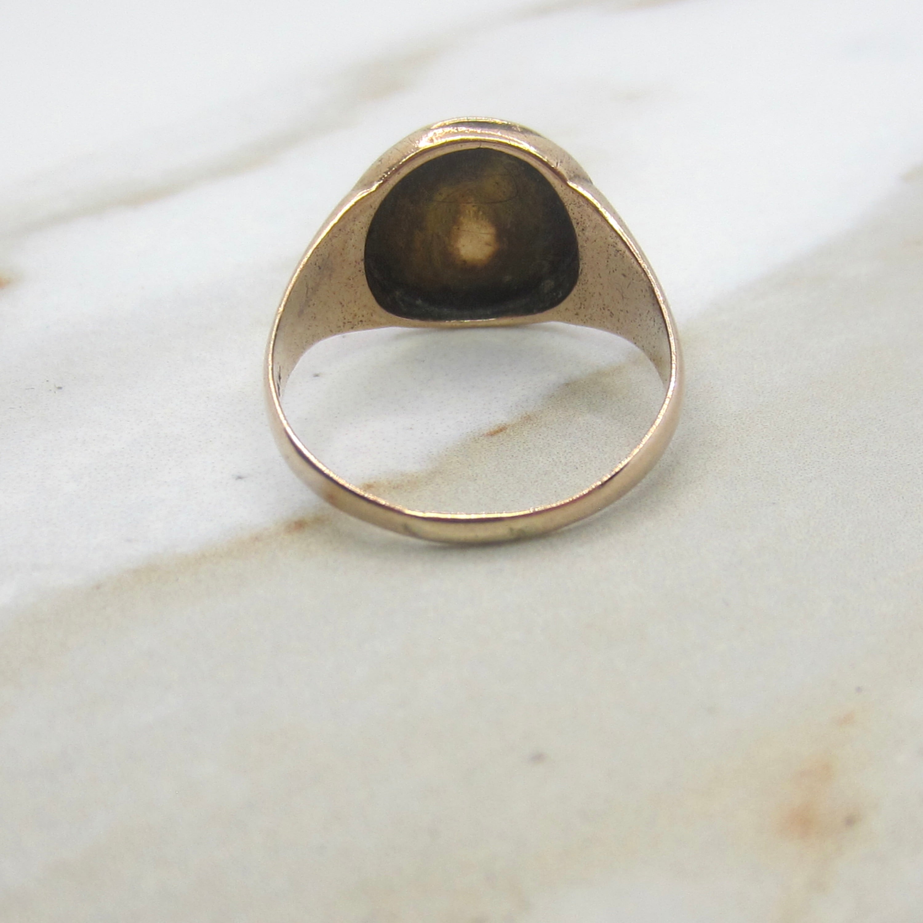 Antique Victorian 14k Gold Signet Ring EN Monogram c.1900