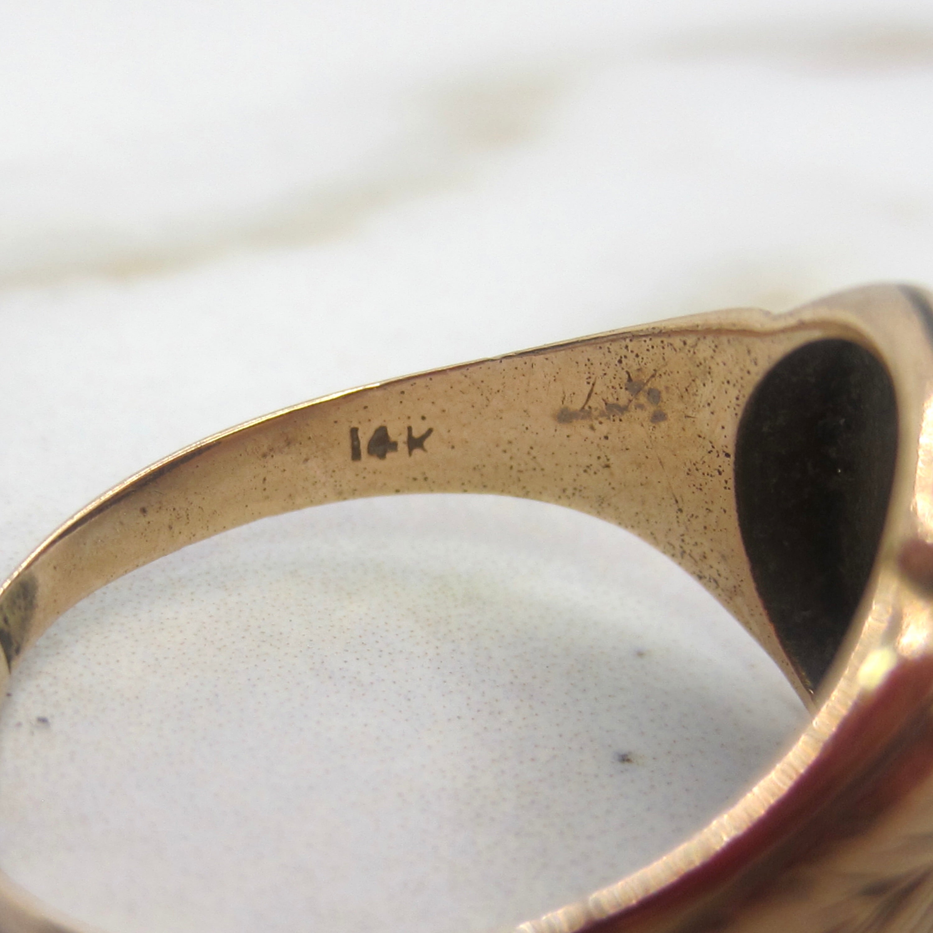 Antique Victorian 14k Gold Signet Ring EN Monogram c.1900