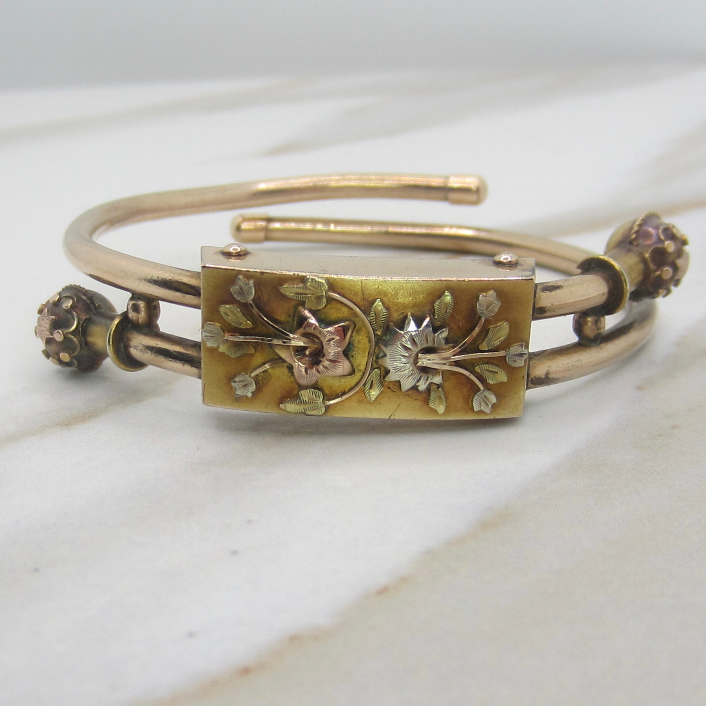 Antique Victorian Gold Filled Hinged Bangle Bracelet c.1880s