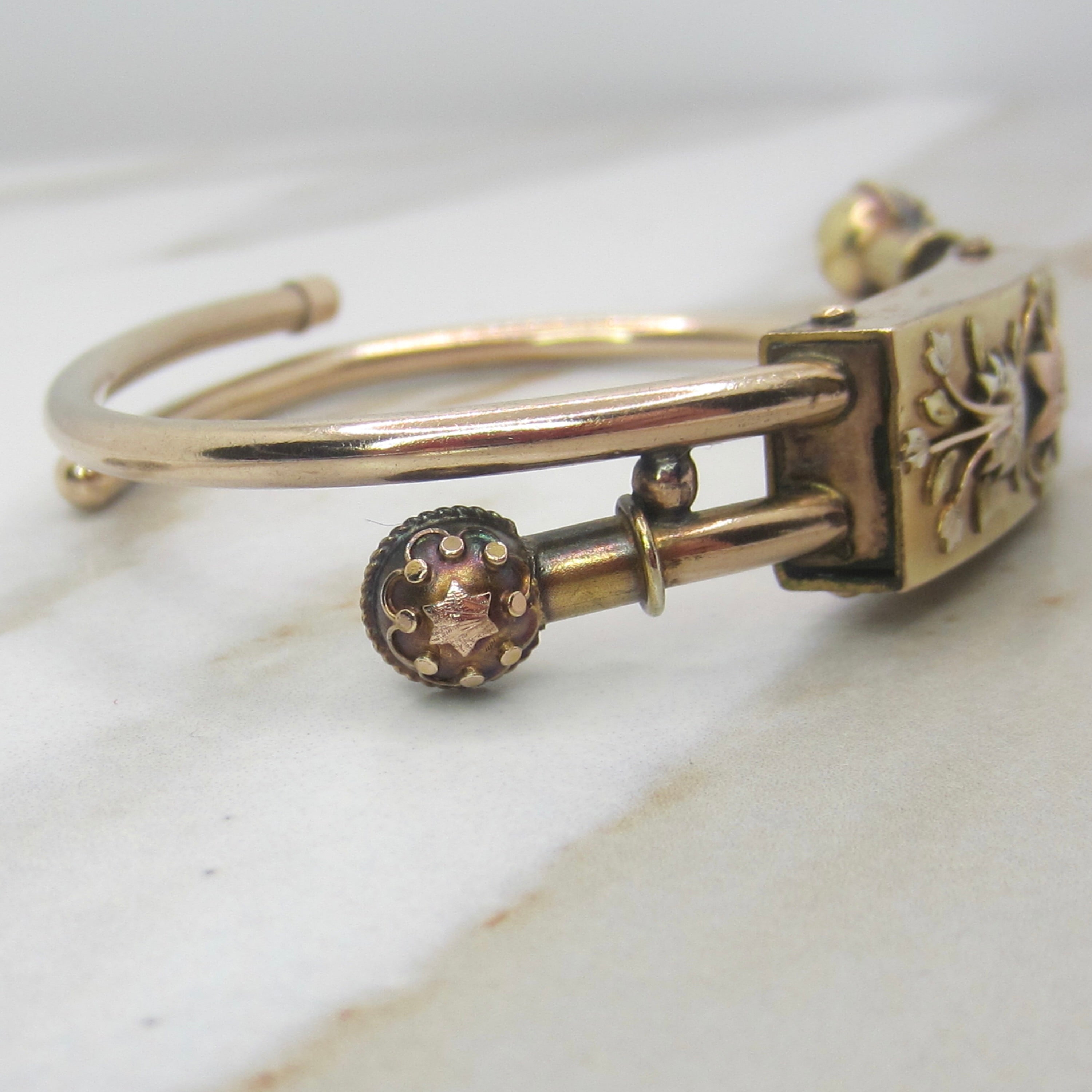 Antique Victorian Gold Filled Hinged Bangle Bracelet c.1880s