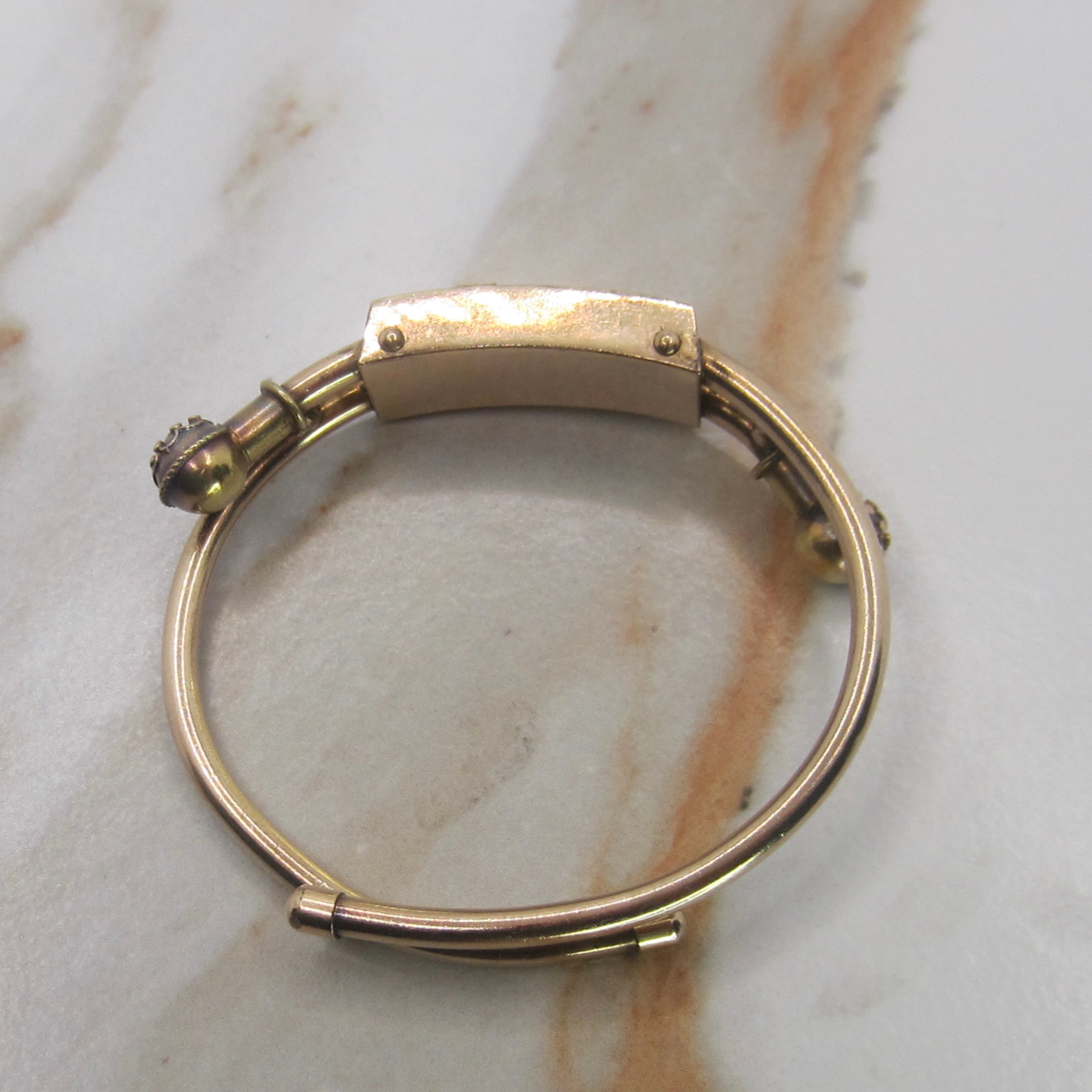 Antique Victorian Gold Filled Hinged Bangle Bracelet c.1880s