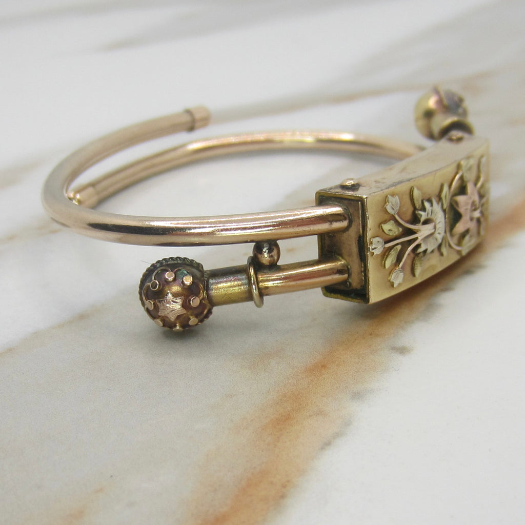 Antique Victorian Gold Filled Hinged Bangle Bracelet c.1880s