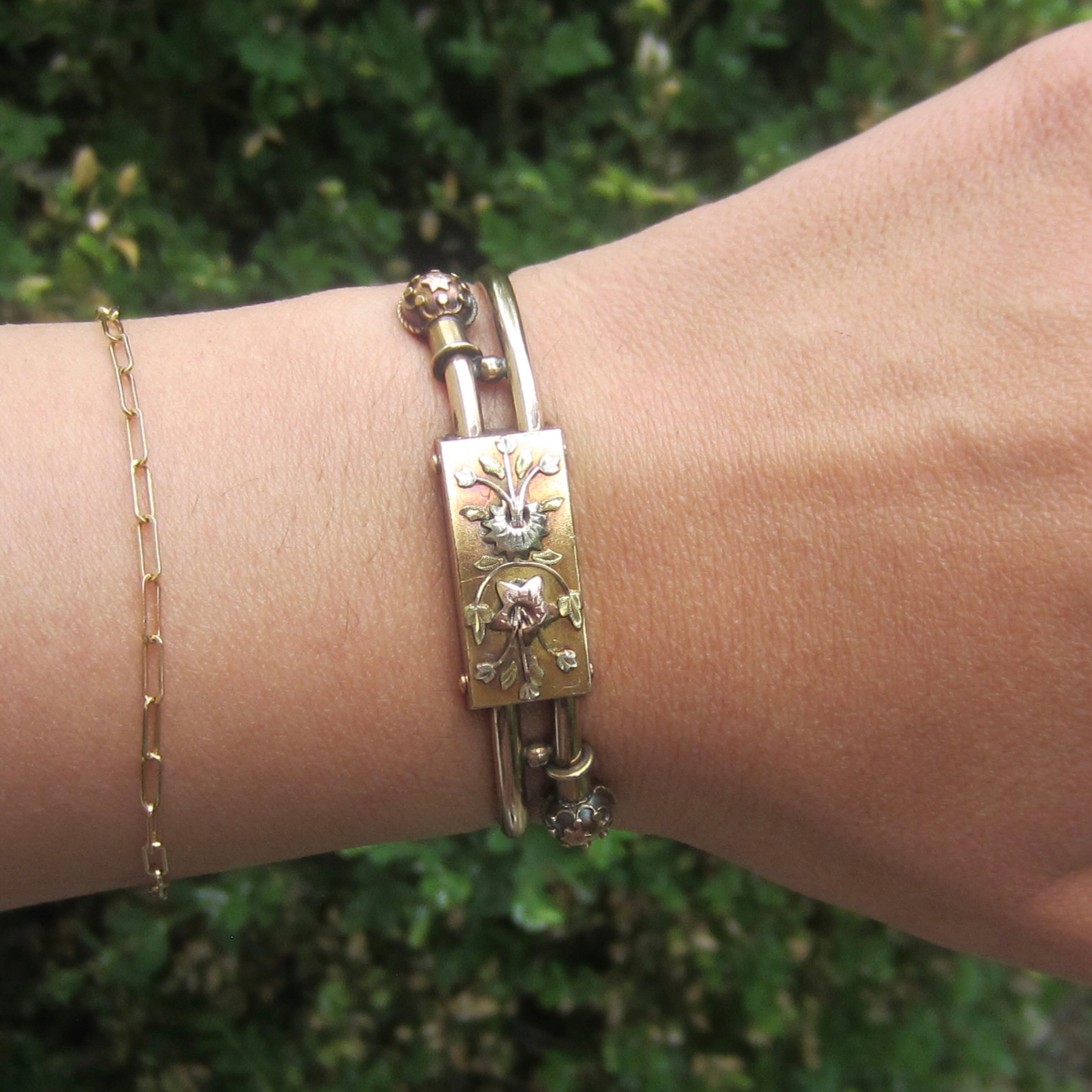 Antique Victorian Gold Filled Hinged Bangle Bracelet c.1880s