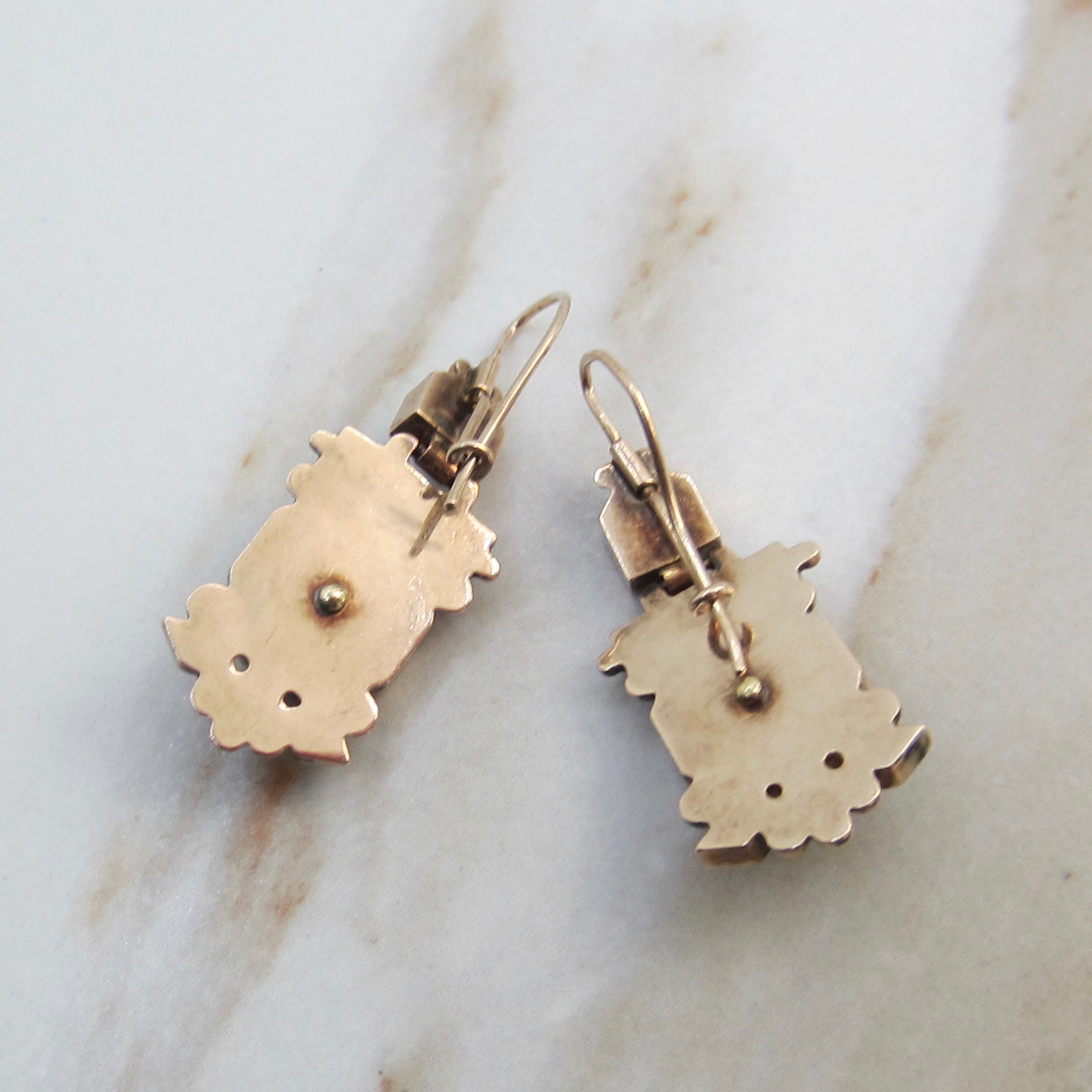 Antique Victorian 14k Gold Onyx and Pearl Earrings c.1880s