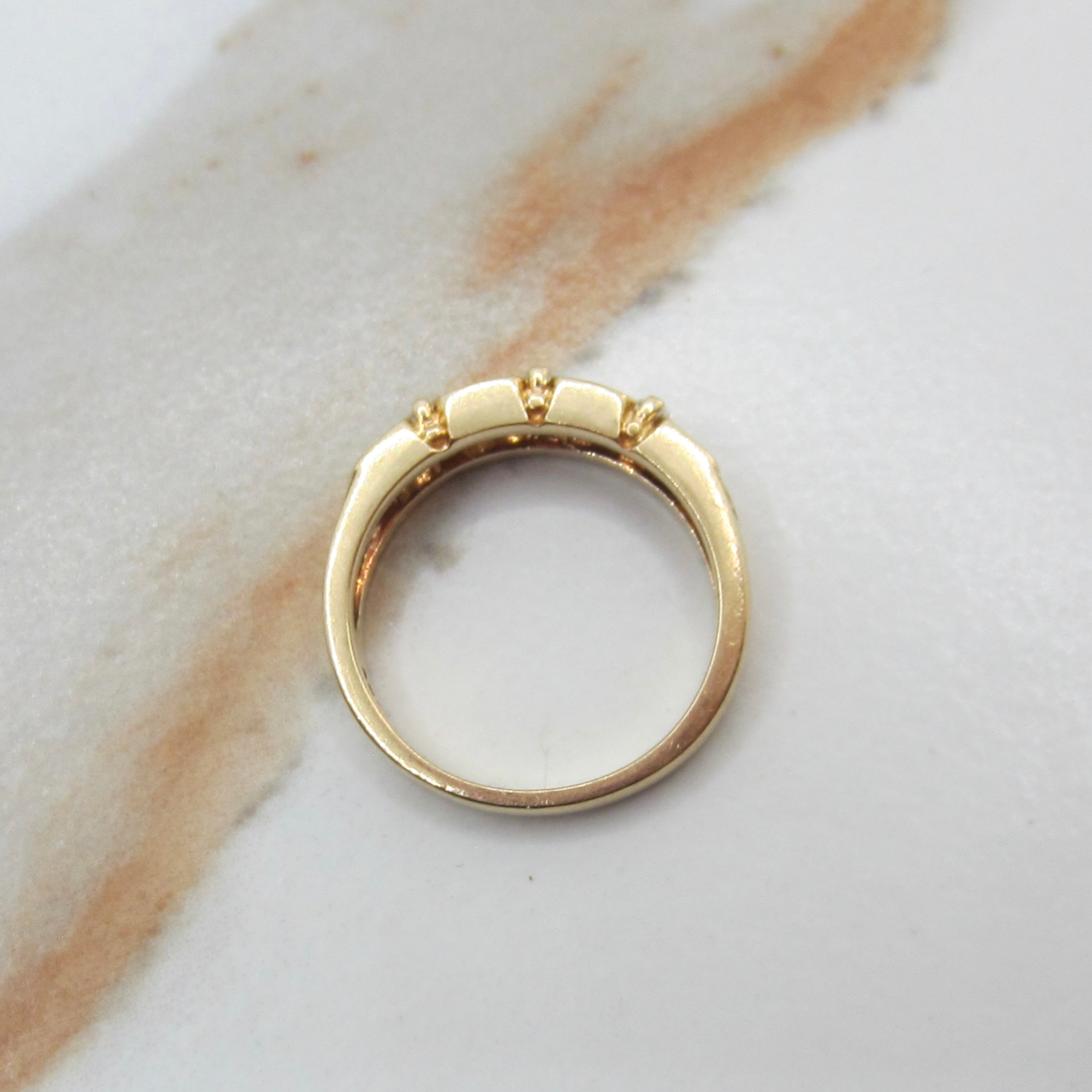 Vintage 14k Gold Natural Marquise and Baguette Diamond Band Ring c.1980s